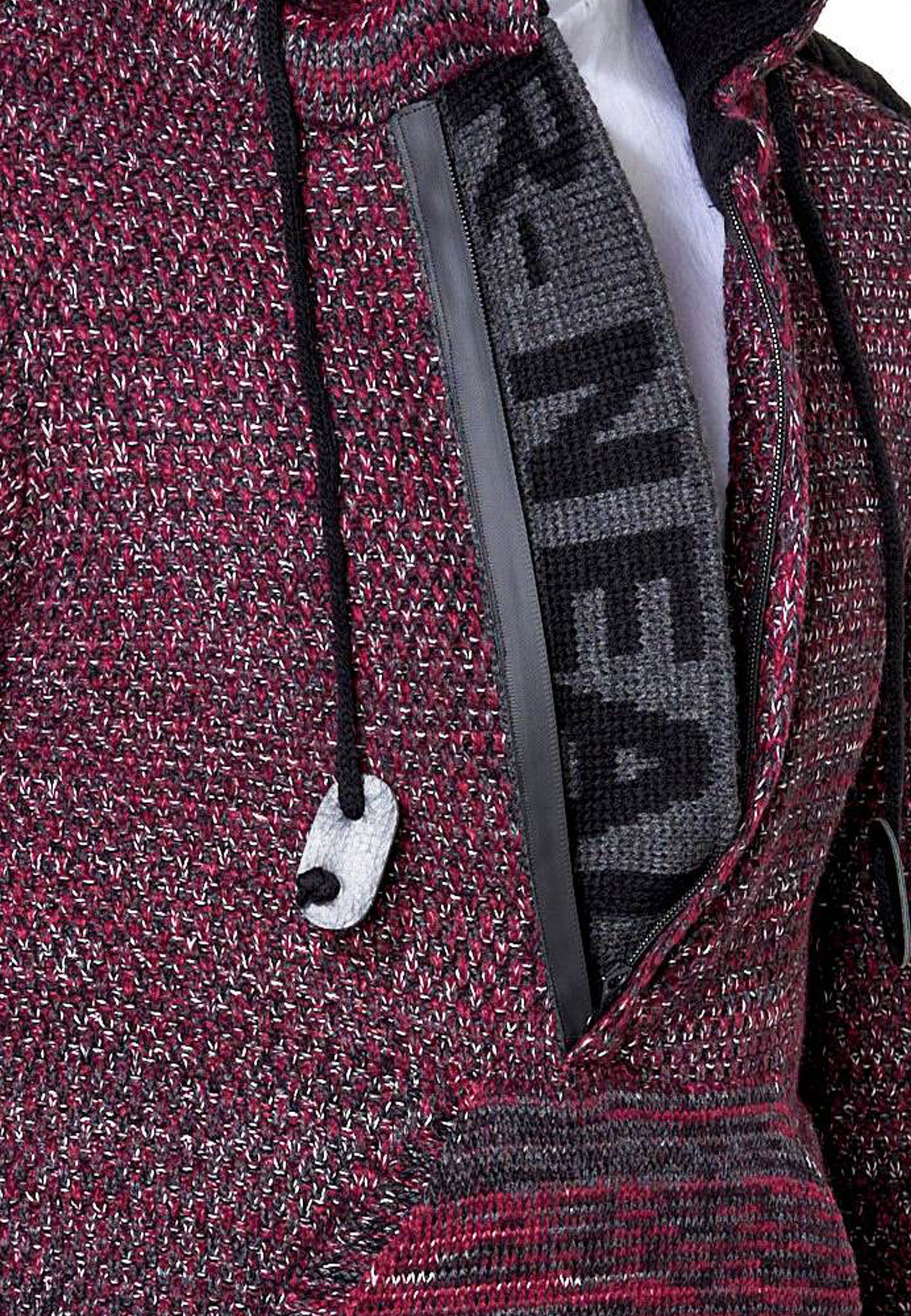 Rusty Neal Kapuzensweatshirt praktischem mit fuchsia Reißverschluss Knitwear