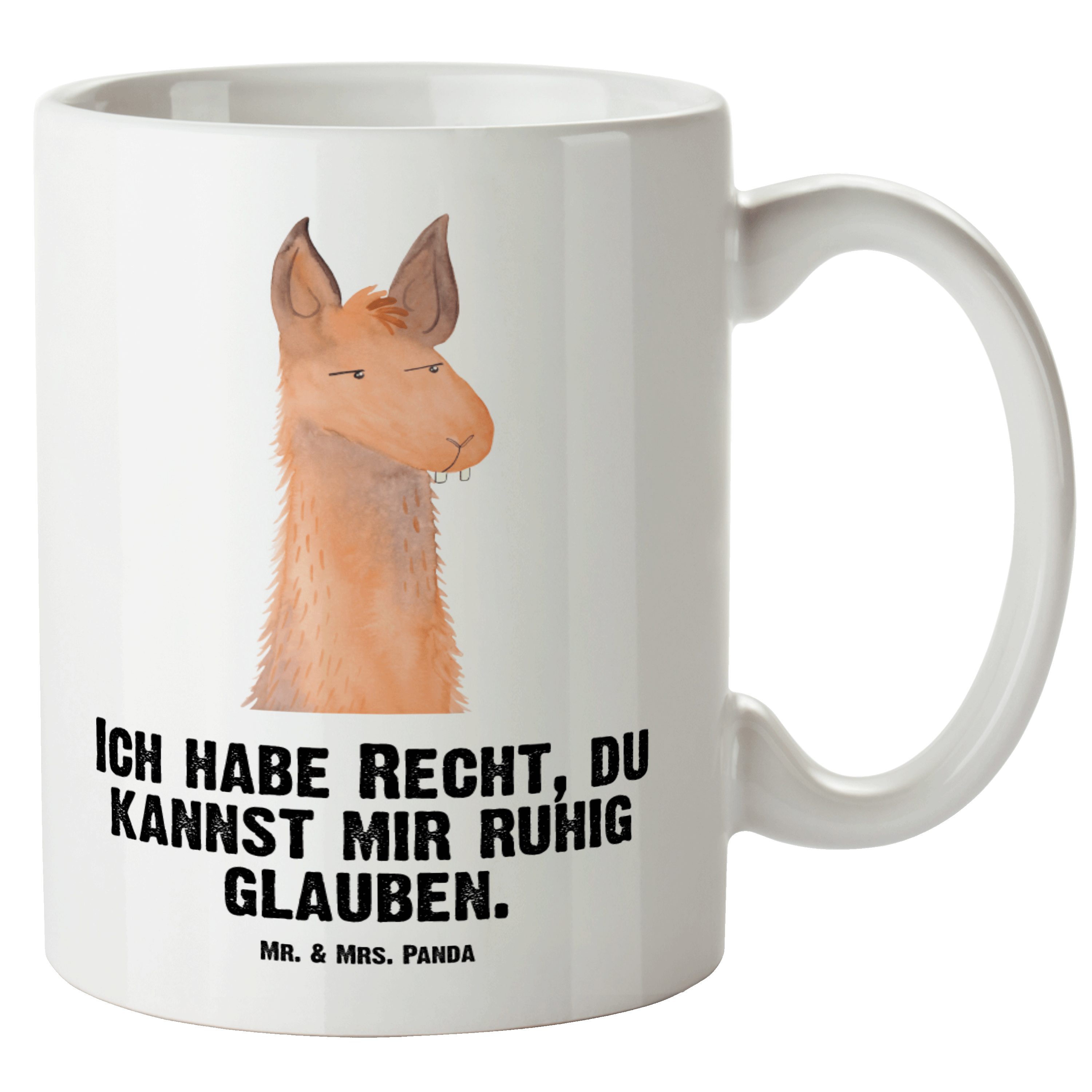 Keramik Tasse & Mrs. Weiß Mr. genervt - Alpaka, Geschenk, Panda Tasse Groß, - Chefin, Lamakopf Groß, Azubi, XL