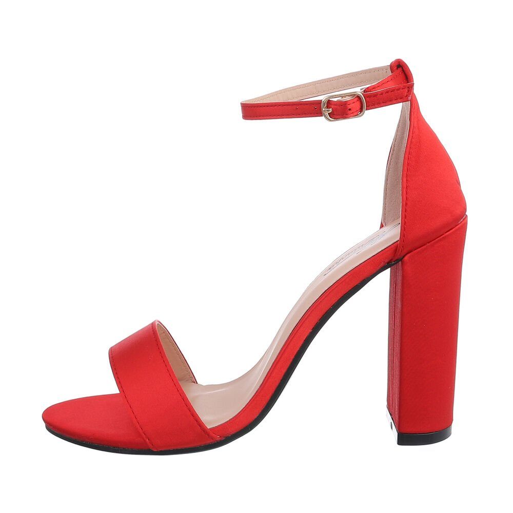 Ital-Design Damen Abendschuhe Elegant Sandalette Blockabsatz Sandaletten in Sandalen Rot &
