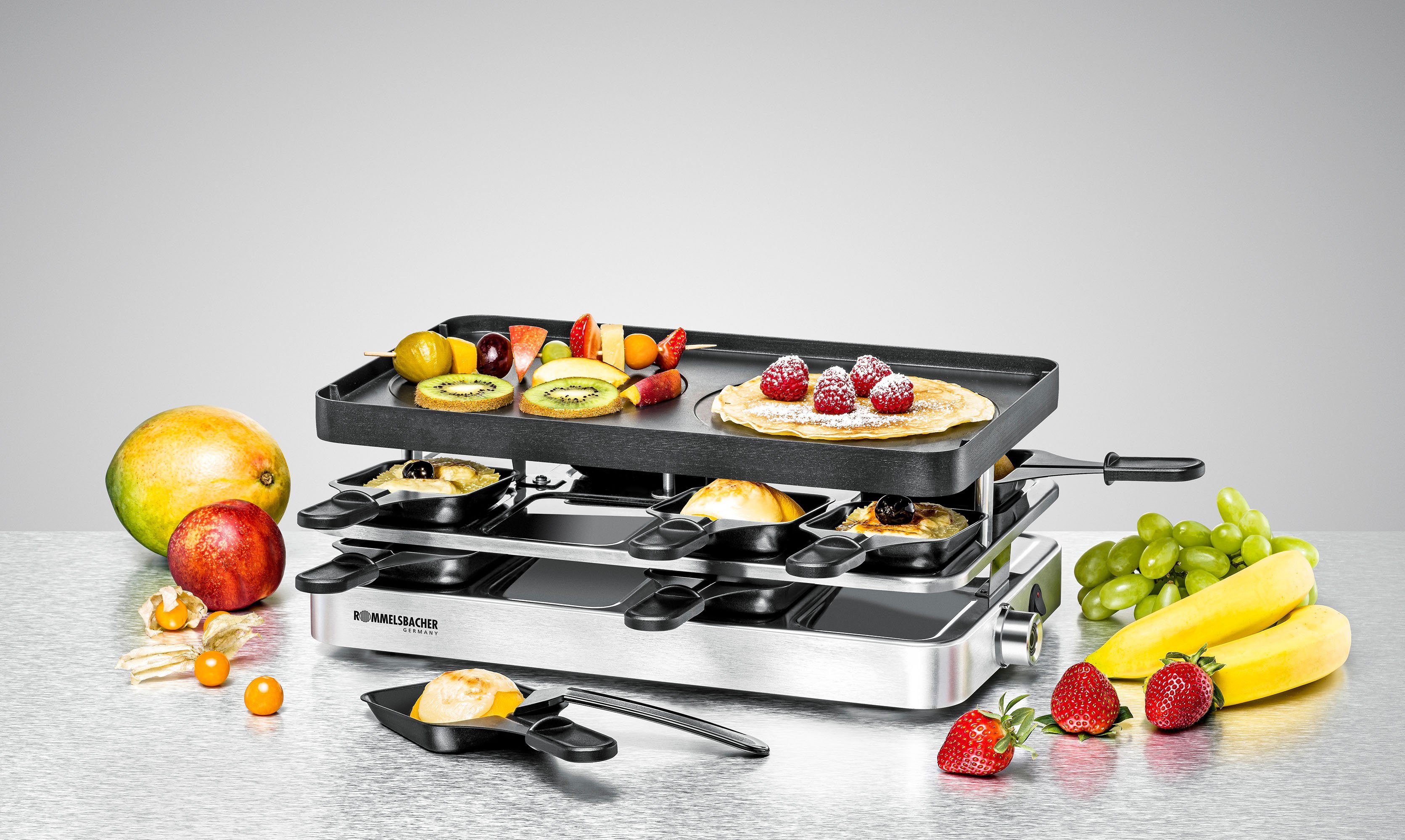 Rommelsbacher Raclette RC 1400, 8 Raclettepfännchen, 1200 W