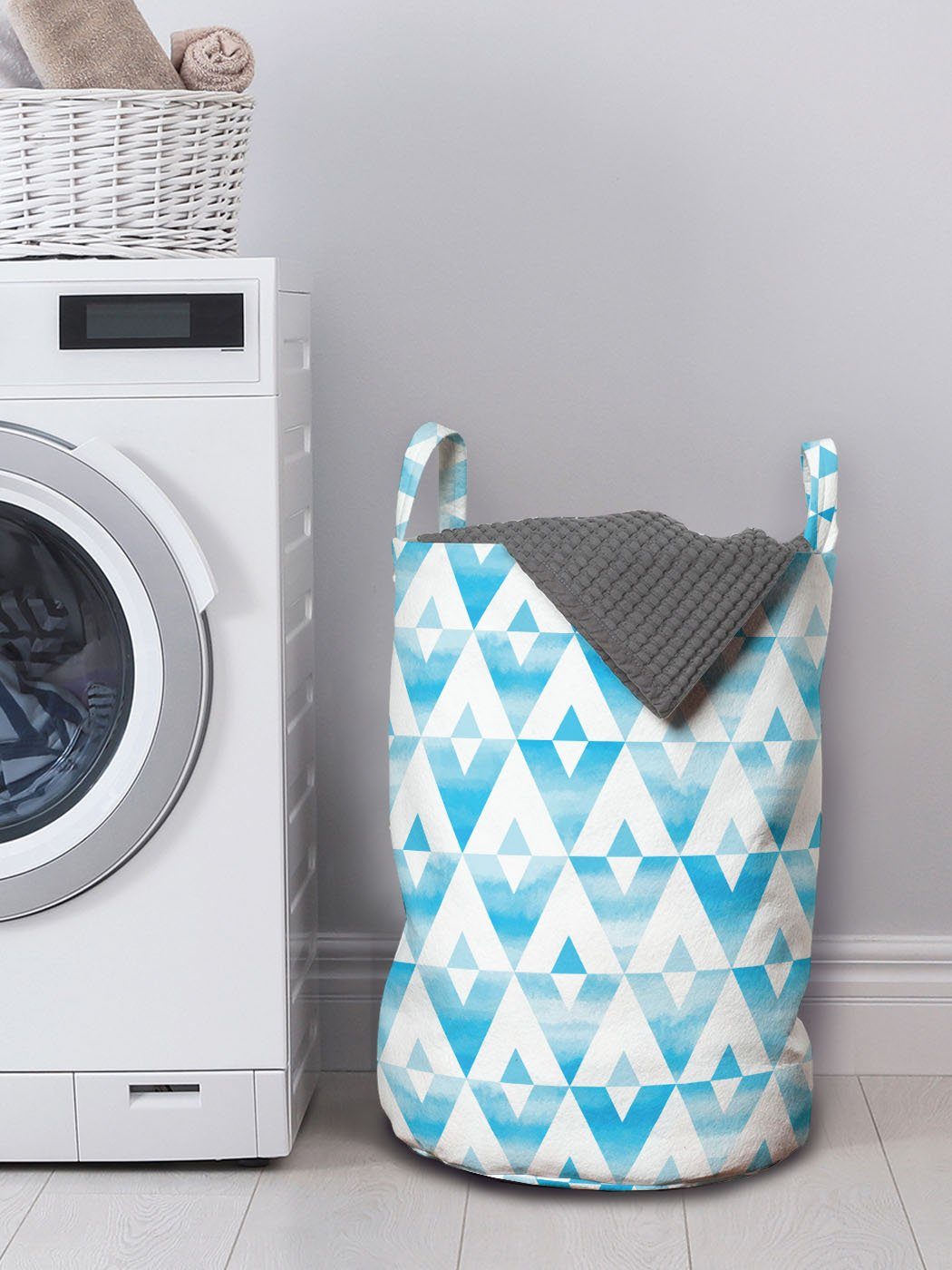 Abakuhaus Form Geometrische Modern Griffen mit für Dreieck Wäschekorb Wäschesäckchen Waschsalons, Kordelzugverschluss