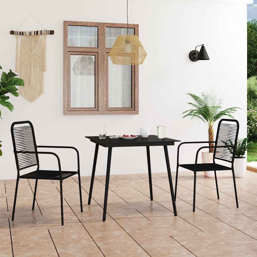 vidaXL Loungeset vidaXL 3-tlg. Garten-Essgruppe Baumwollseil und Stahl Schwarz