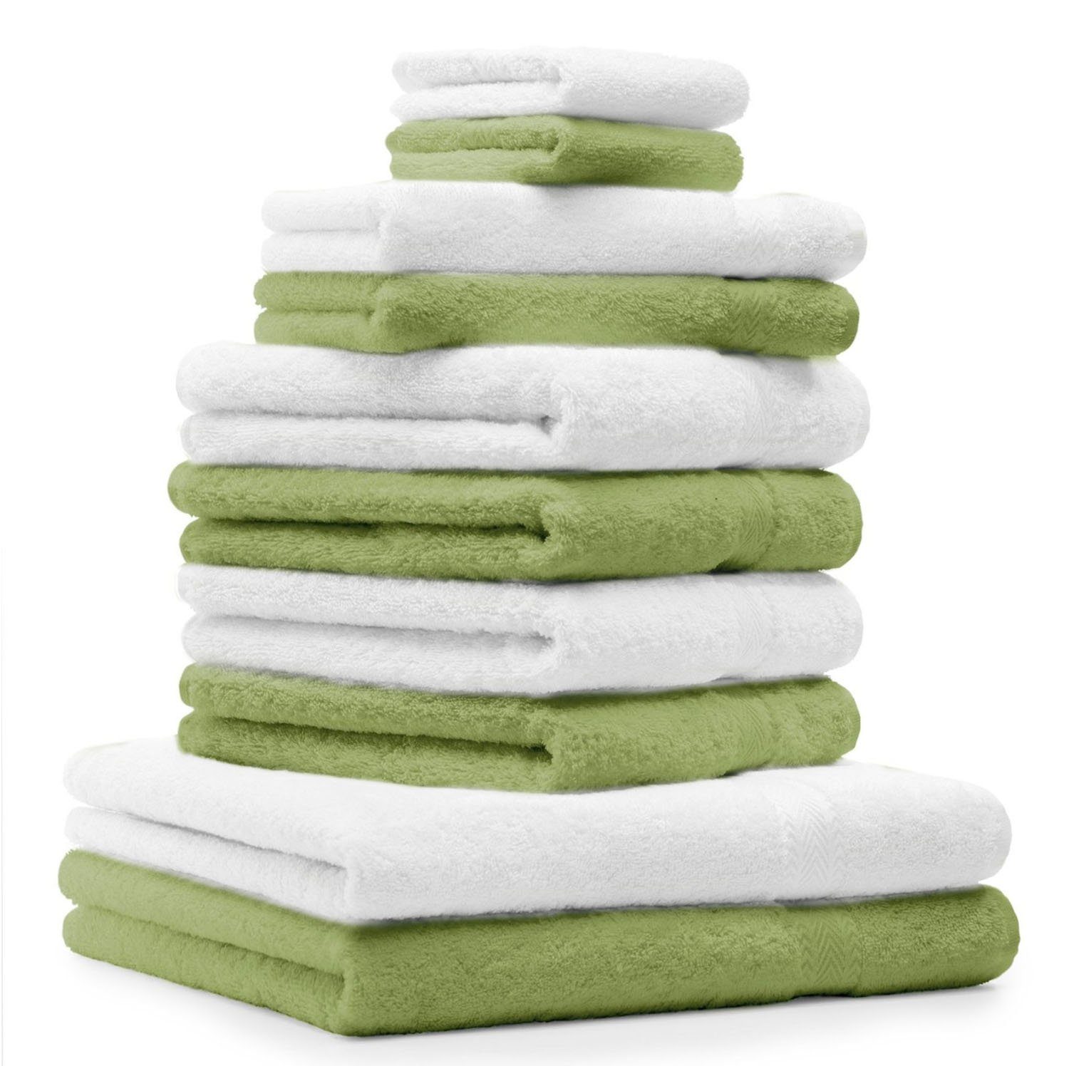 Betz Handtuch Set 10-TLG. Handtuch-Set Classic Farbe apfelgrün und weiß, 100% Baumwolle