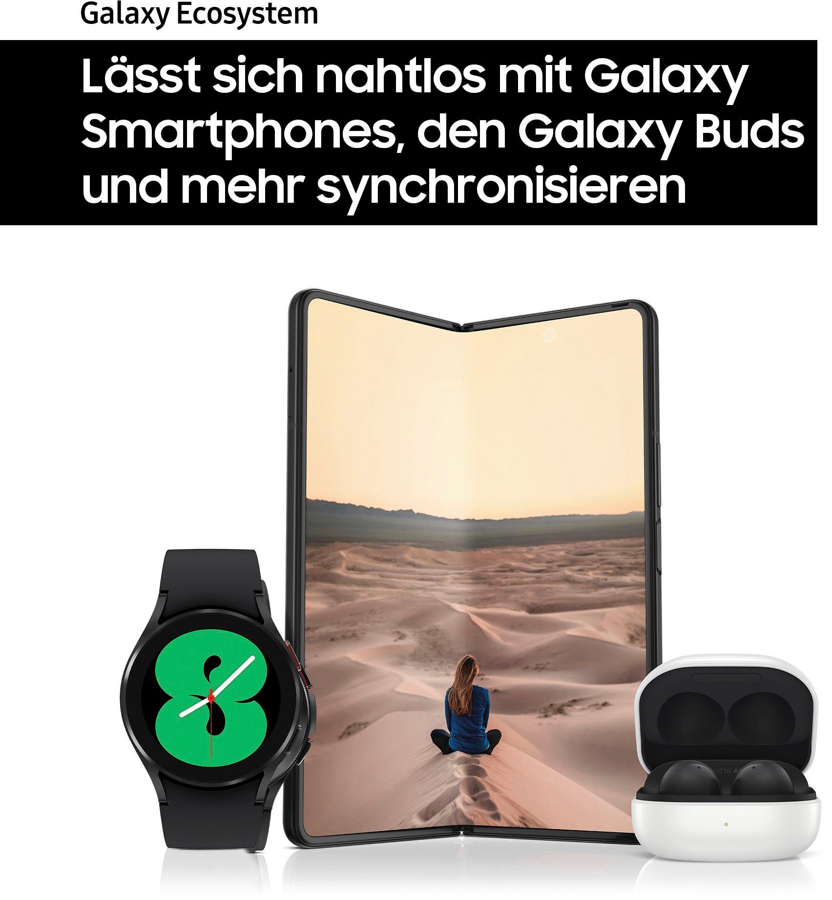 Samsung Galaxy Watch Smartwatch Fitness Gesundheitsfunktionen by 4 44mm Google), OS LTE (1,4 Tracker, Fitness Zoll, Silber | Uhr, silber Wear