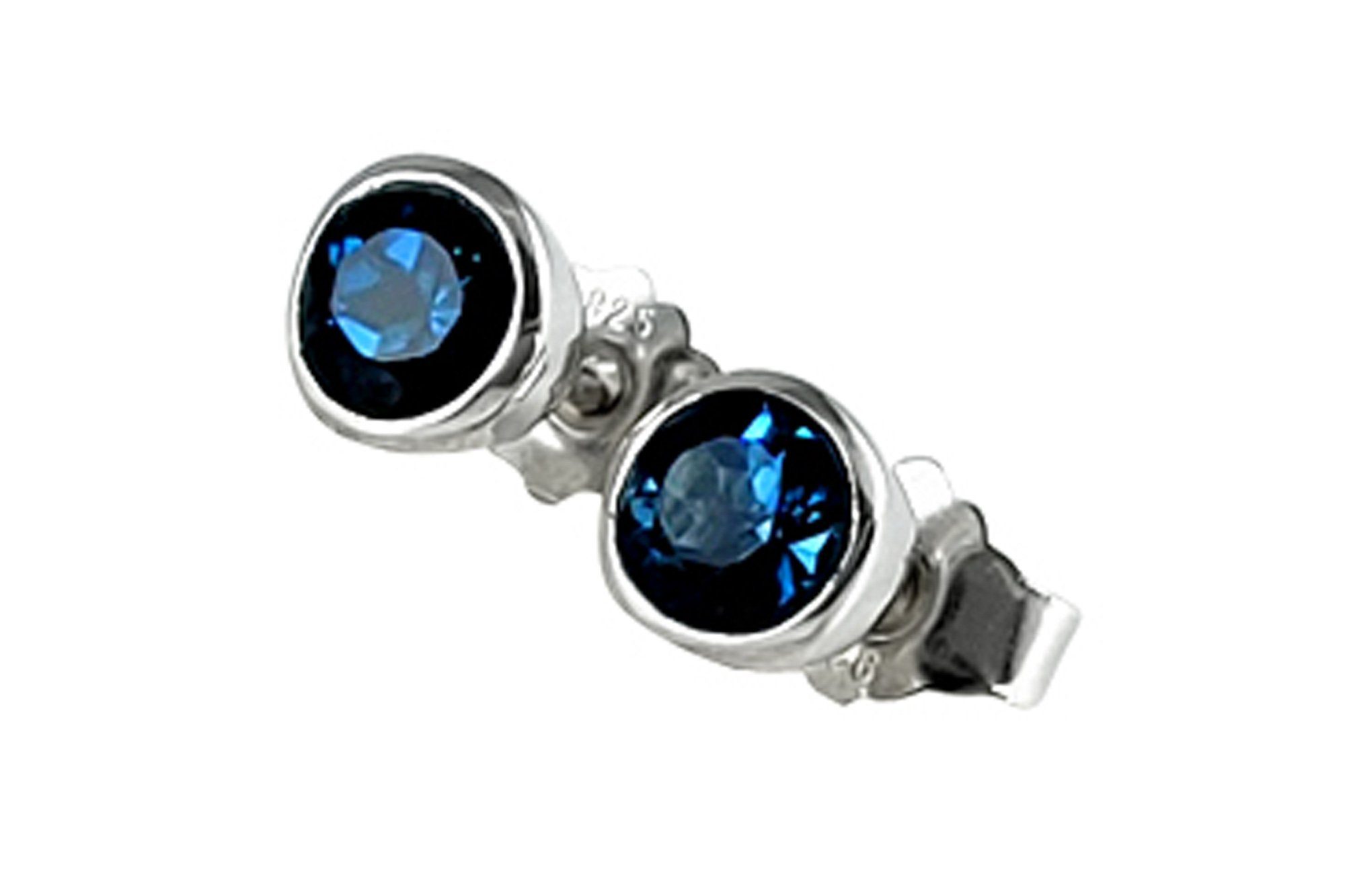 ALUNA Paar Ohrstecker Blautopas in London Blue Silber 925 (inklusive Schmuckbox), tintenblaue, atemberaubende Brillanz - er039x103