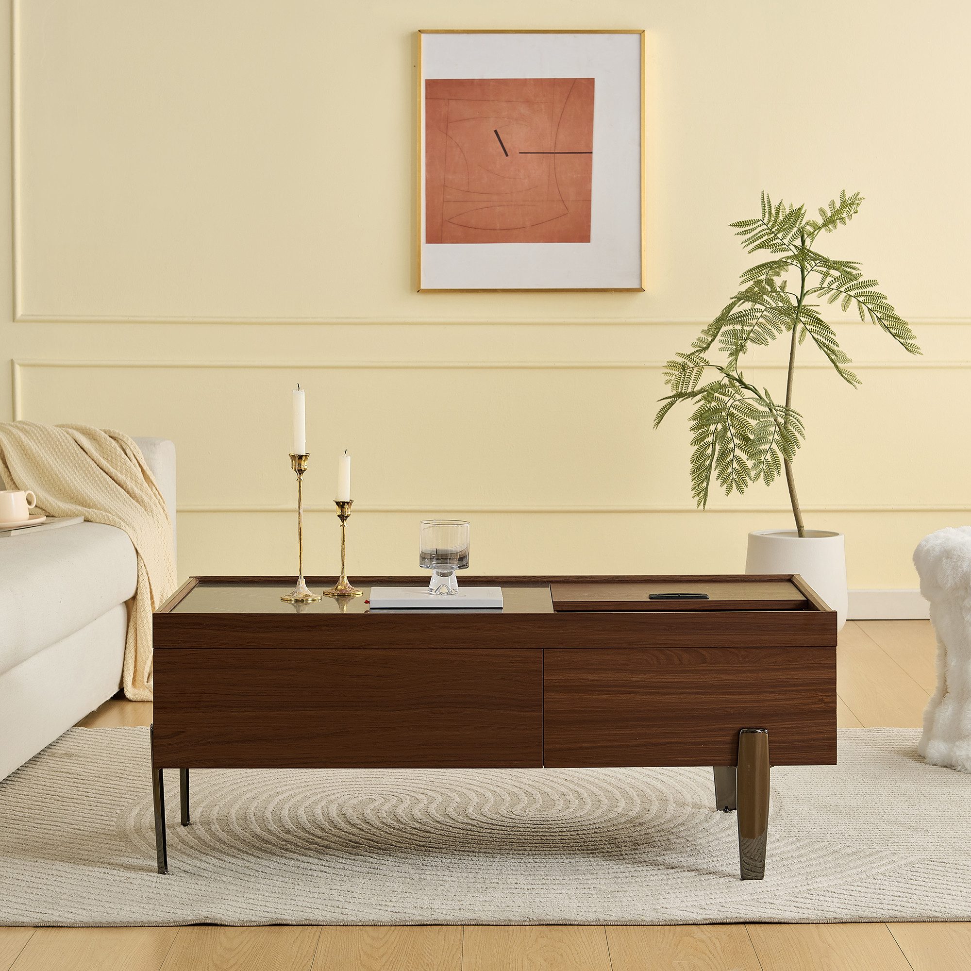 Merax Couchtisch Sofatisch mit Marmordekor und Metallbeinen (1-St., 105 L x günstig online kaufen