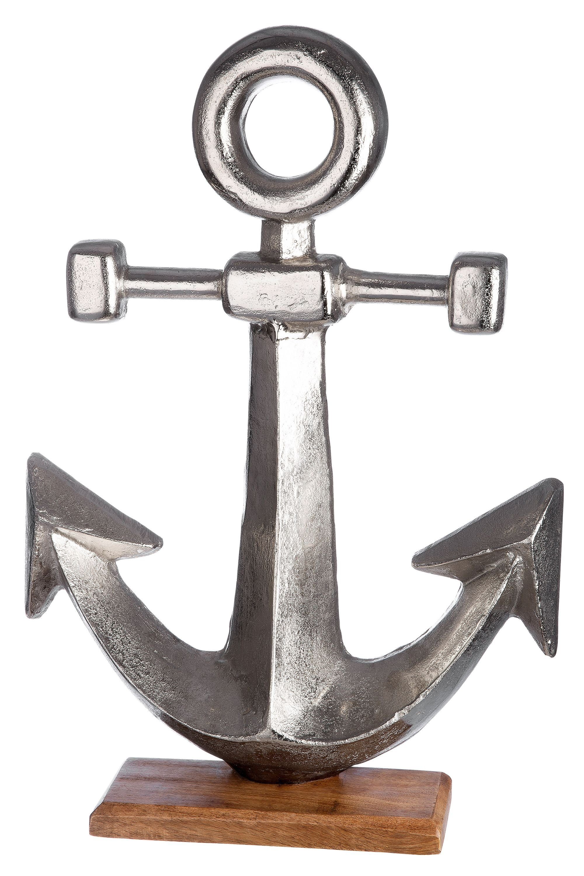 GILDE Dekofigur GILDE Skulptur Anker Maritim - silber - H. 56cm x B. 40cm (1 Stück)