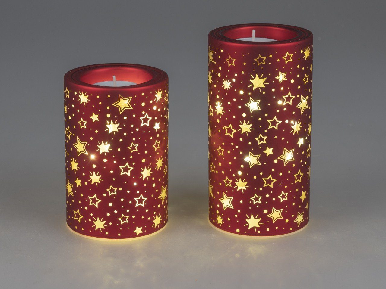 formano Teelichthalter Red Stars, Glas H:12cm Rot D:8cm