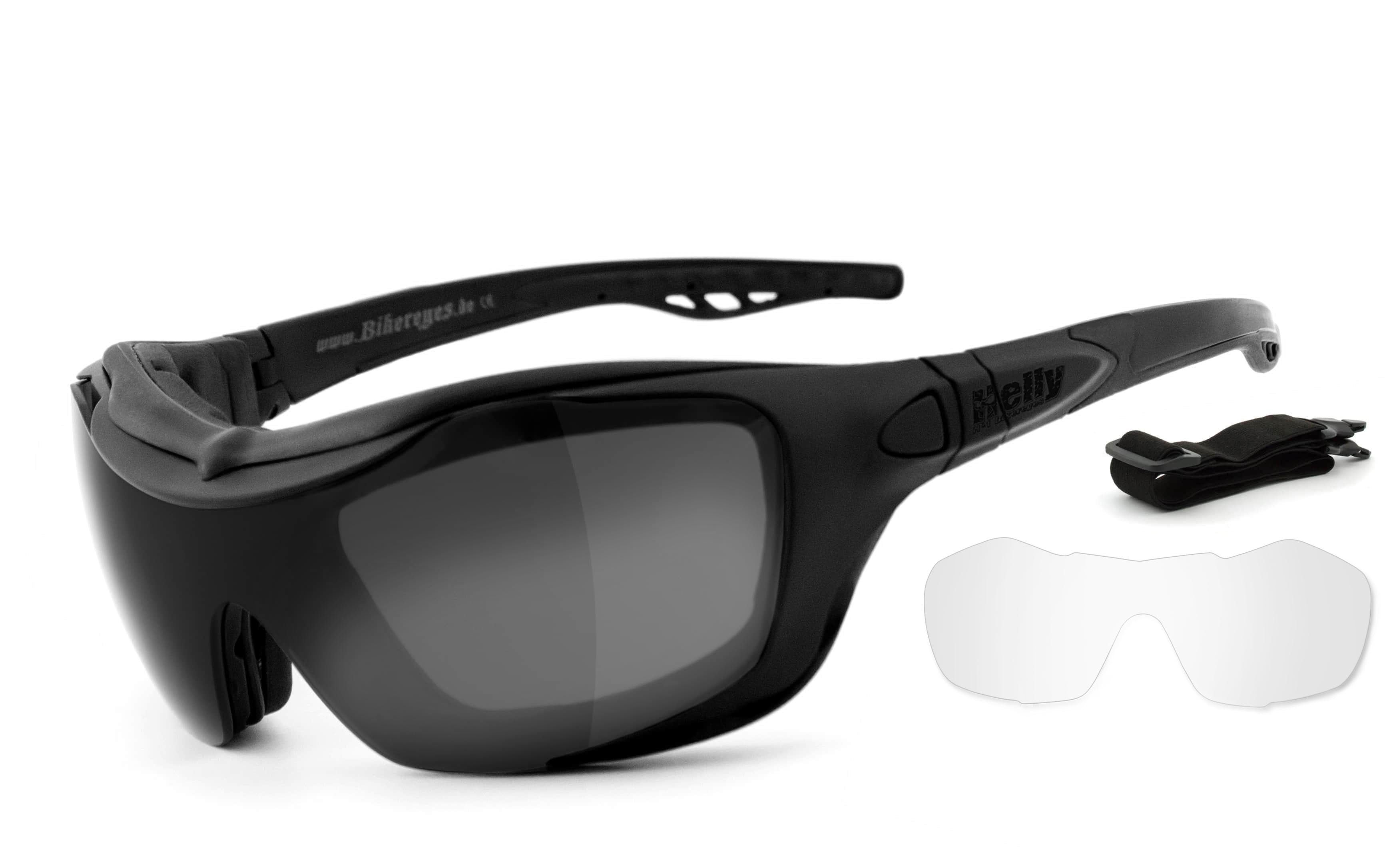 Helly - No.1 Bikereyes Motorradbrille bandit 2, inkl. 2 Paar Wechselgläser, Band und Bügel