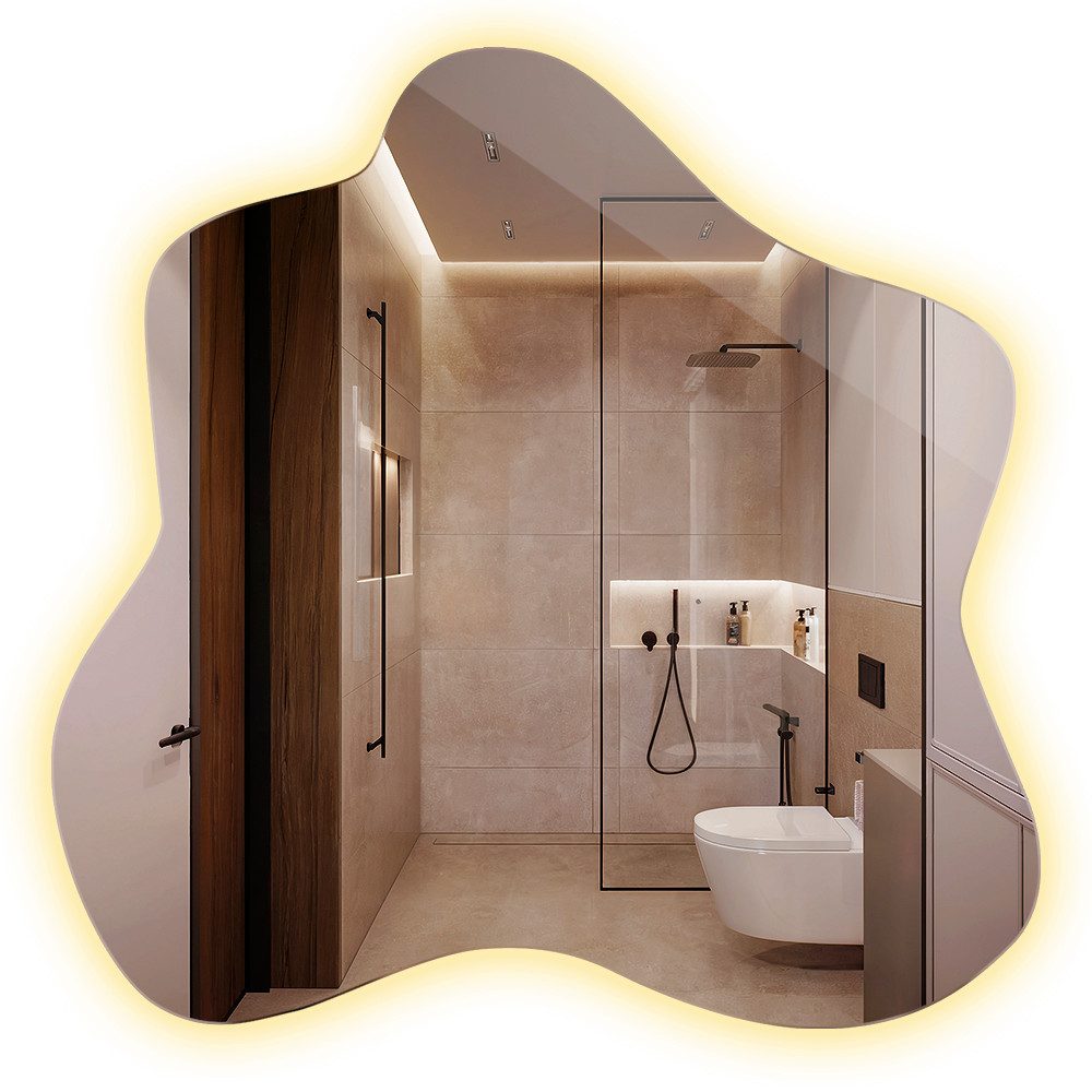 Tulup LED-Lichtspiegel Unregelmäßiger, Hochwertiger, Warmer LED-Glamour-Badezimmerspiegel