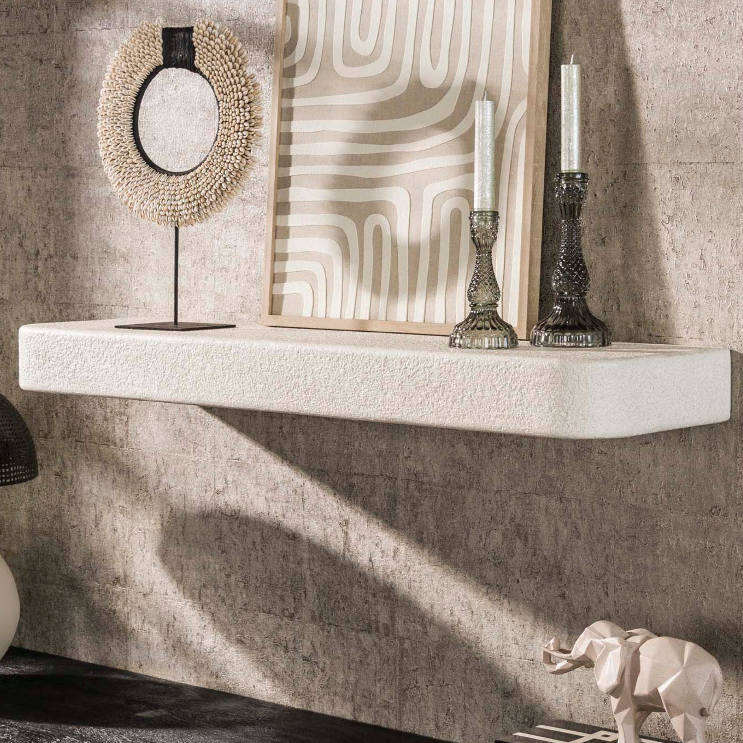 alesvelt Wandregal STONE ELEGANCE Schwebendes Board aus Marmor-Komposit, 100x29x8cm, Soft-Edge-Design