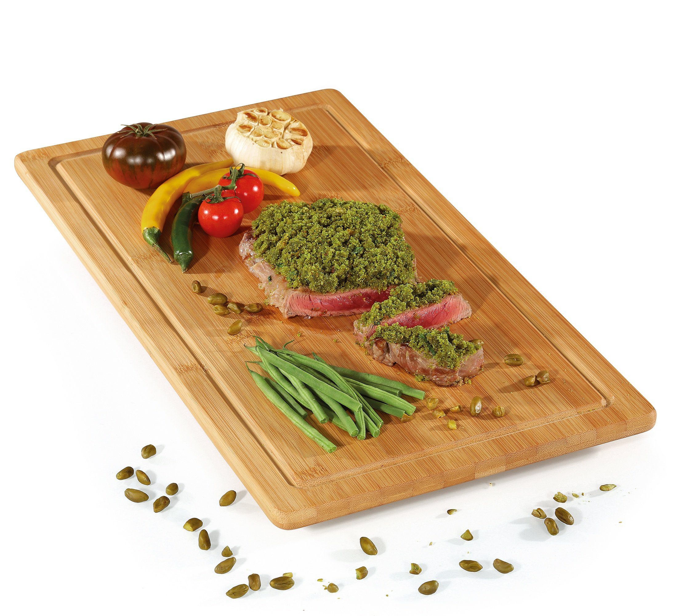 ZASSENHAUS Schneidebrett Schneidebrett Küchenbrett Herdabdeckplatte Bambus 49,5×28cm
