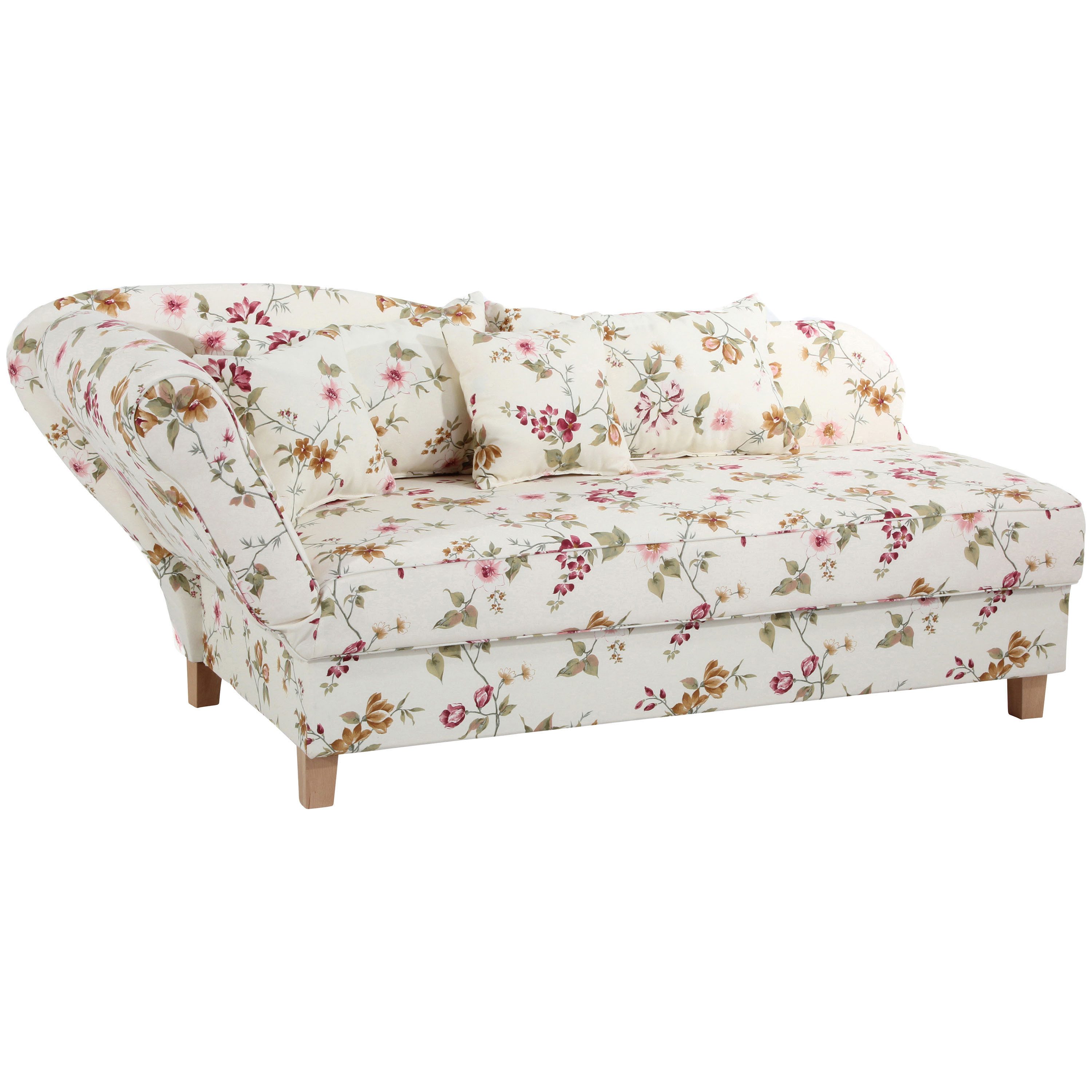 Max Winzer® Recamiere Selma, klappbares Armteil links, geblümt, Federkern, Bettkasten, Bettfunktion