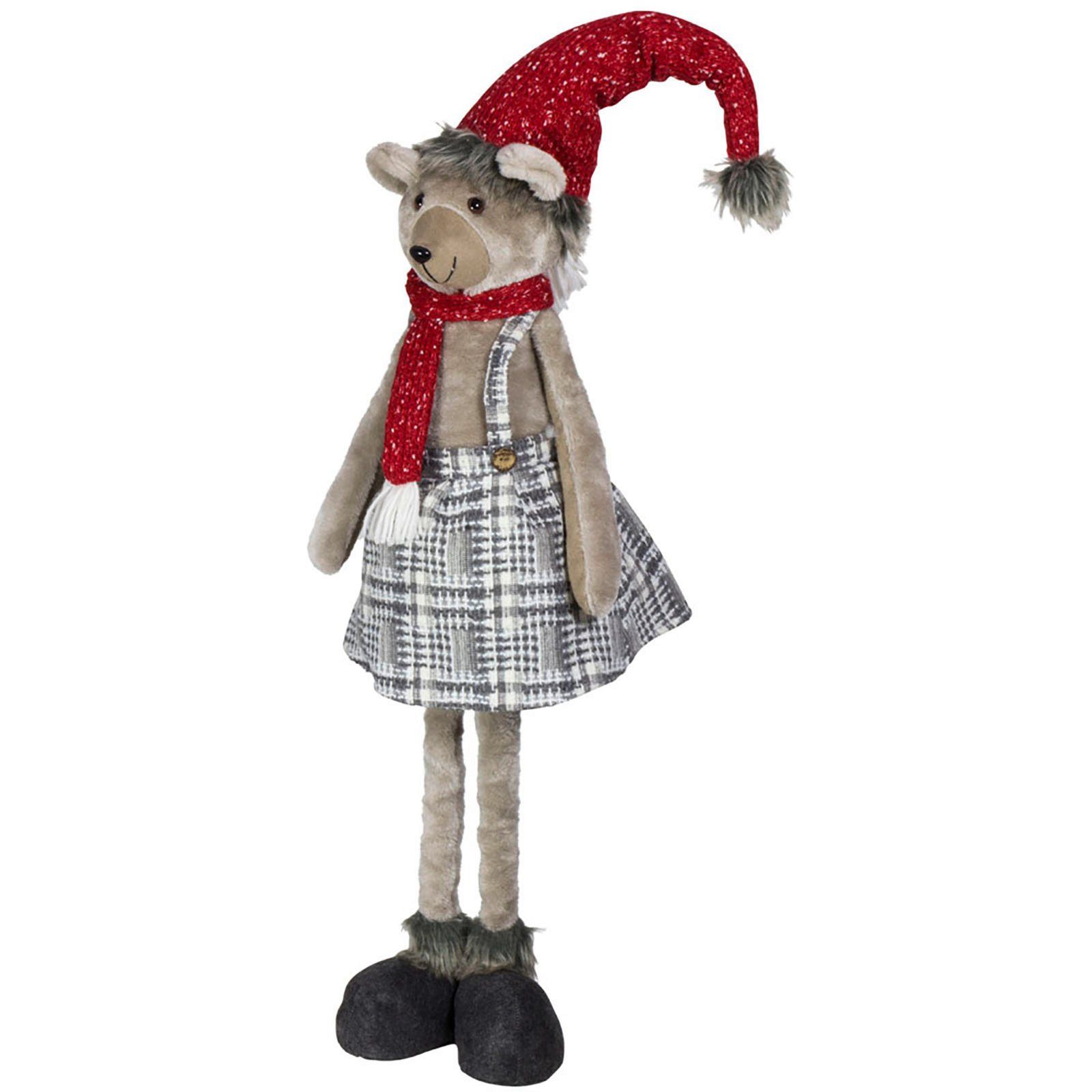 und 60-80 Paradise Deko Bär Frau, Deko Mann (90-110cm) Rot-Grau Pärchen, (Dekofiguren, im Christmas XL Set), ausziehbar 2 Weihnachtsdeko St., Weihnachtlicher Weihnachtsfigur Teddybär