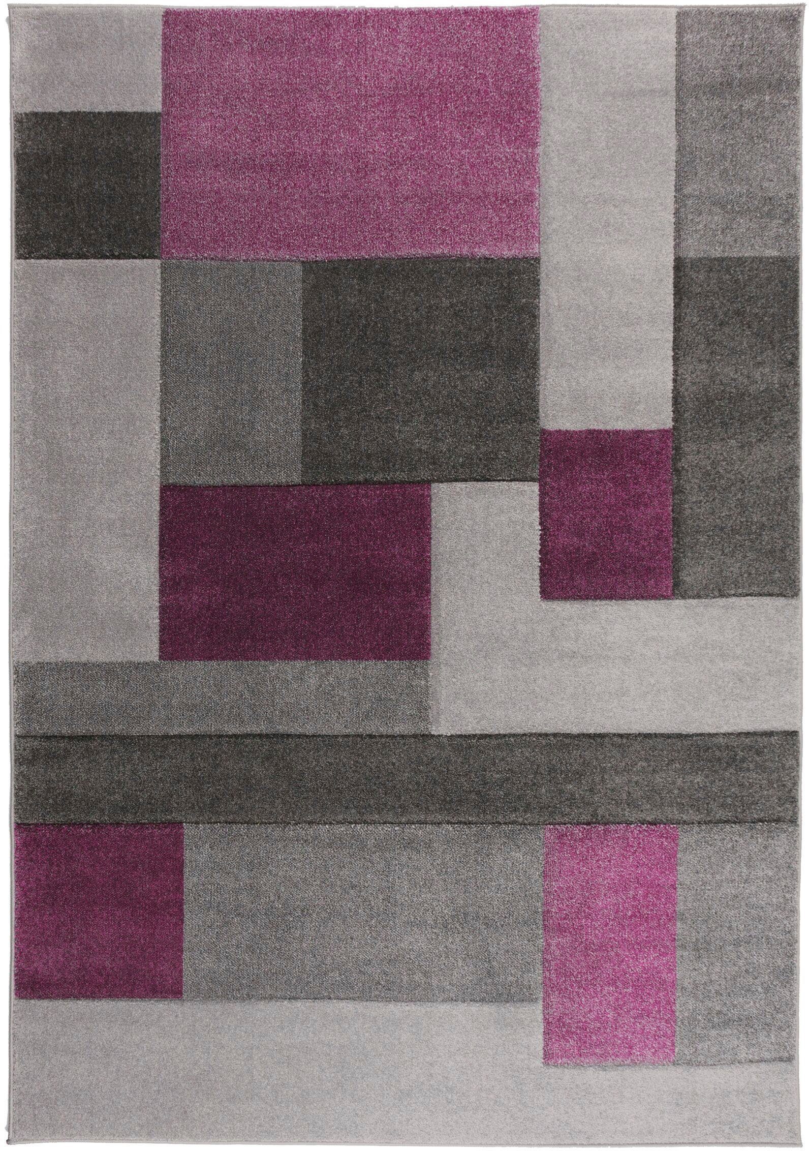 mm, Höhe: FLAIR Hoch-Tief-Effekt Design, Teppich 12 Patchwork Lila mehrfarbig, rechteckig, mit Cosmos, RUGS,