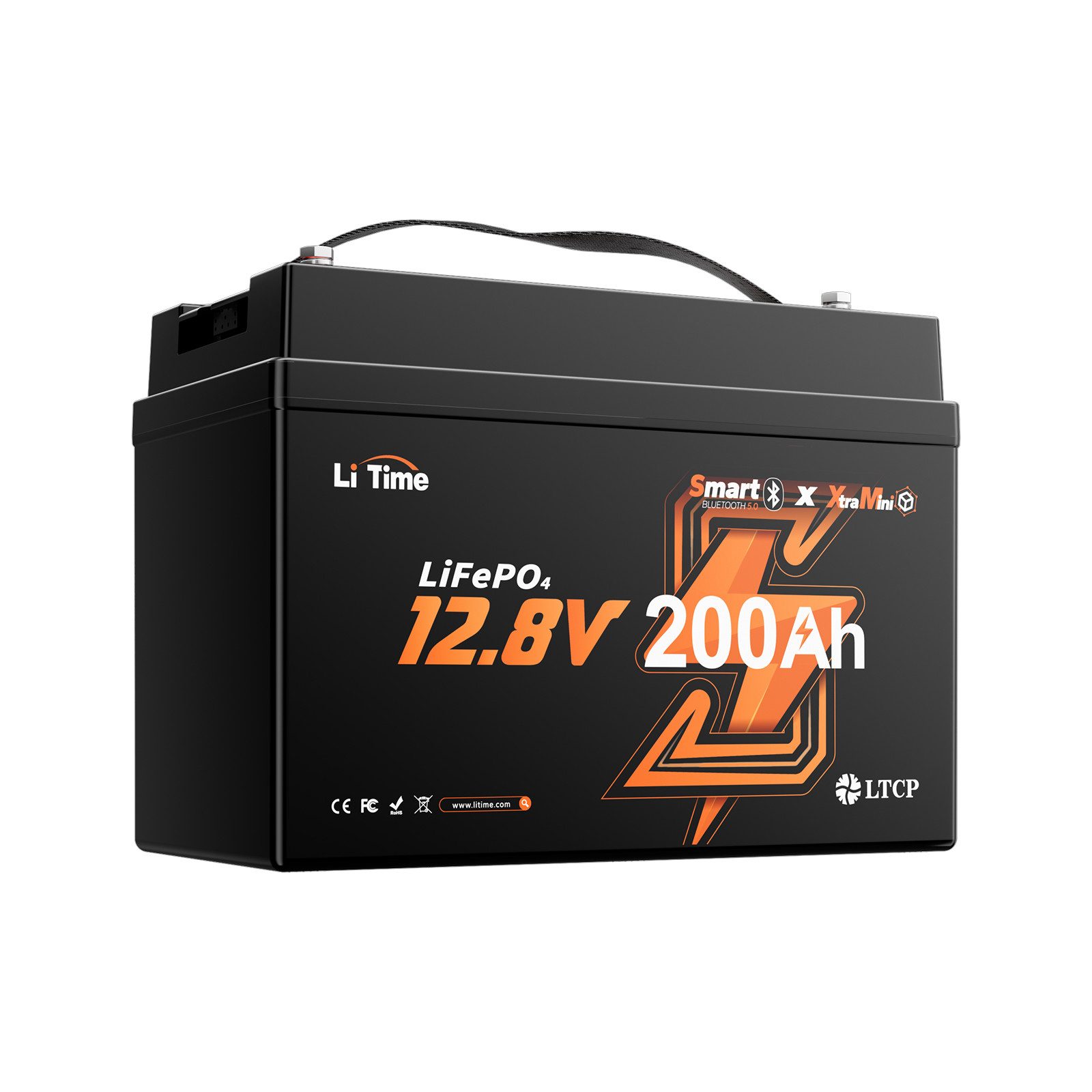 LiTime 12V 200Ah Xtra Mini LiFePO4 Batterie mit Bluetooth Solarakkus (12 V)