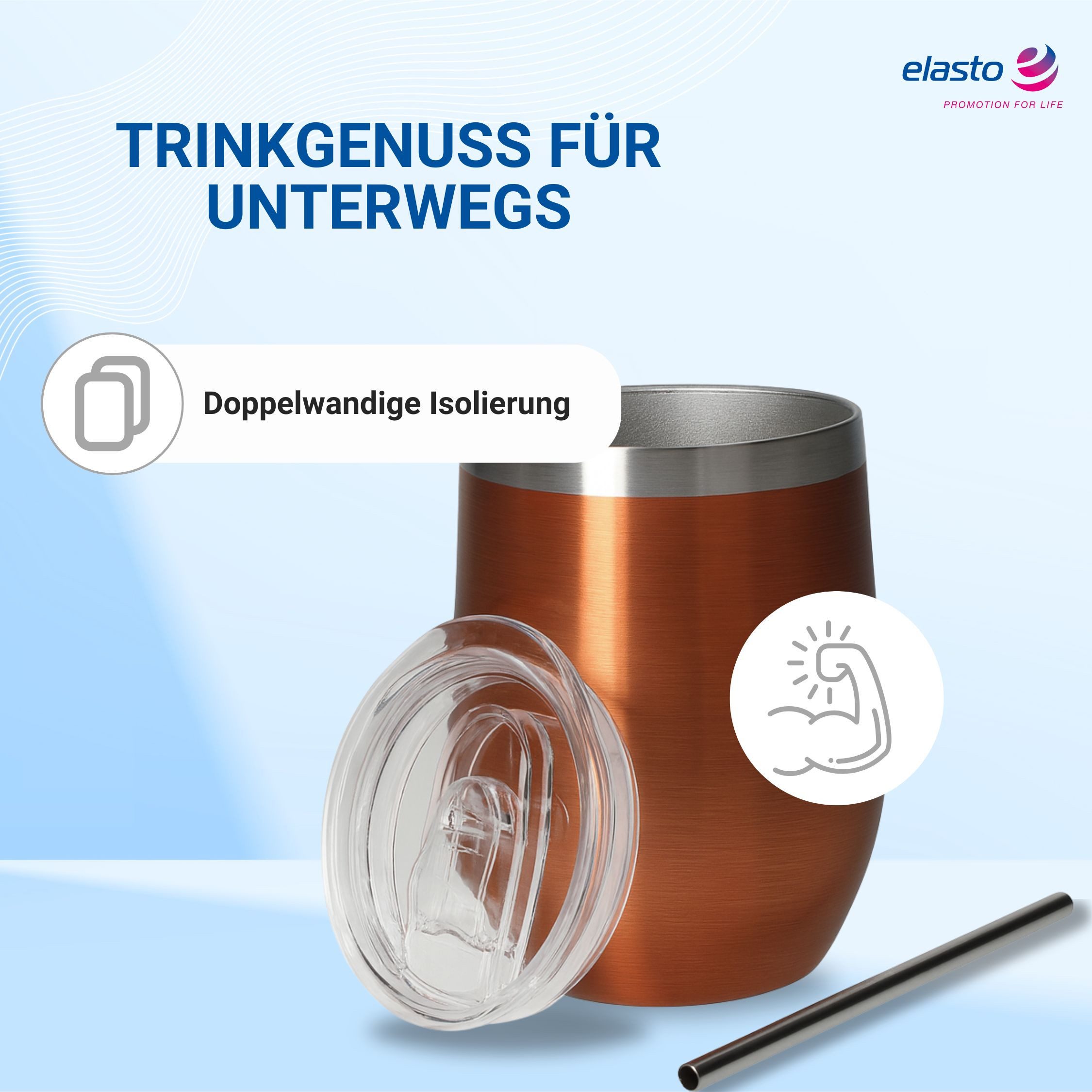 elasto Becher Weinbecher 350 ml Vinova Edelstahl Trinkbecher To Go, robust, spülmaschinengeeignet, Sommer, Geschenk – Bild 4 von 5