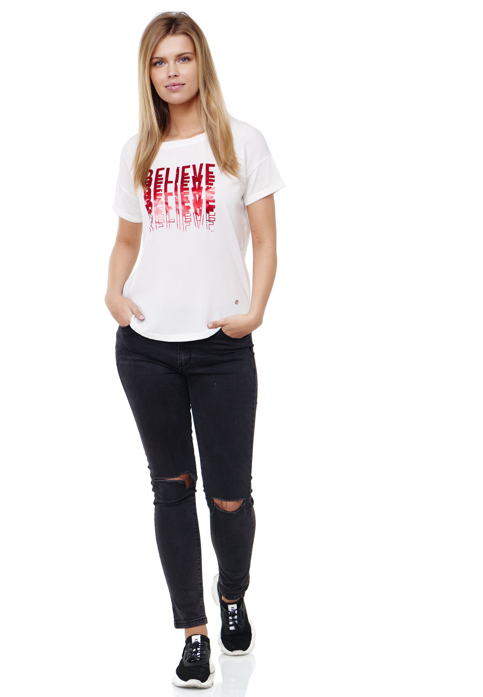 Decay T-Shirt Believe mit detailliertem rot Printmotiv