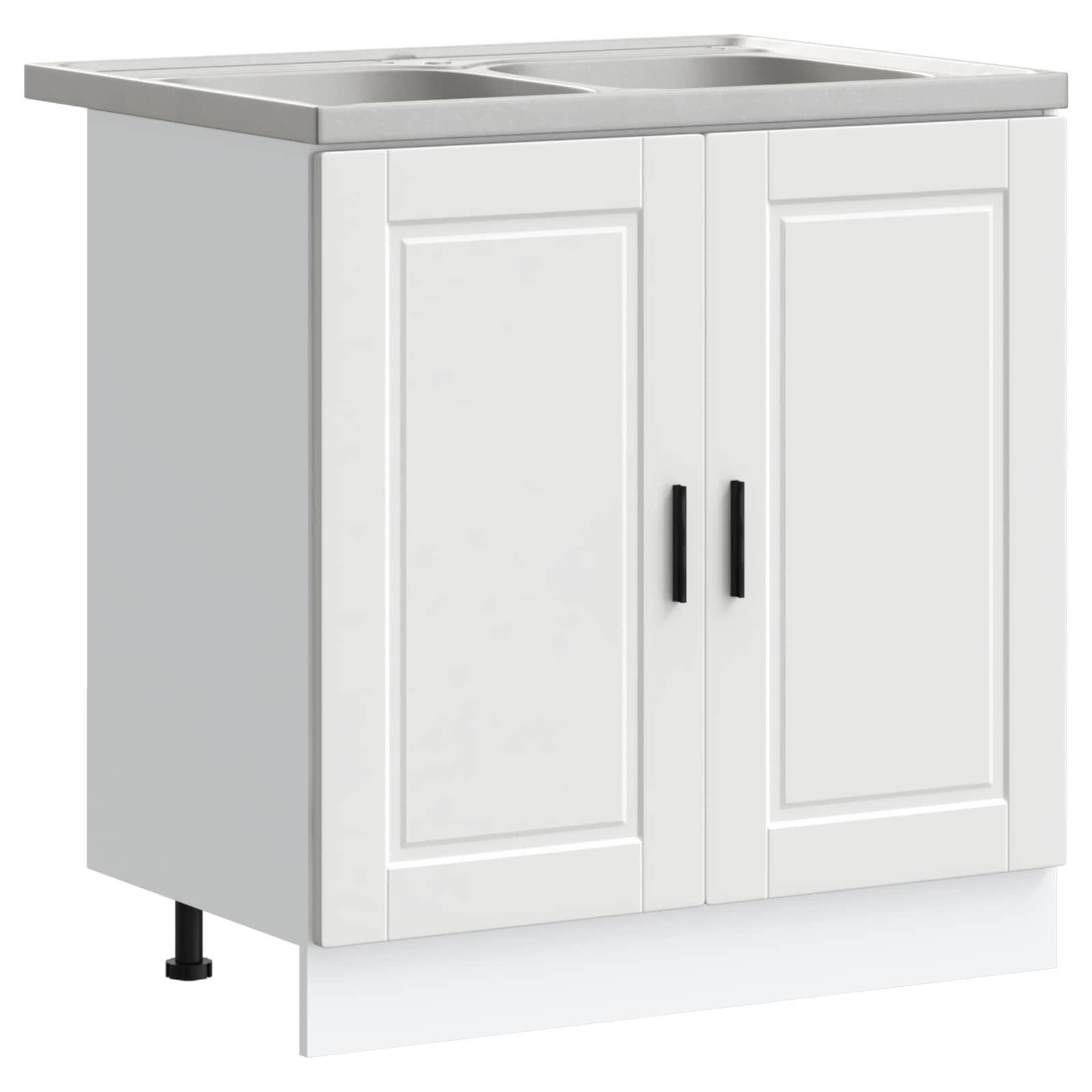 vidaXL Badezimmerspiegelschrank Waschbecken-Unterschrank Porto 2 stk. Weiß 80 x 46 x 81.5 cm (2-St)