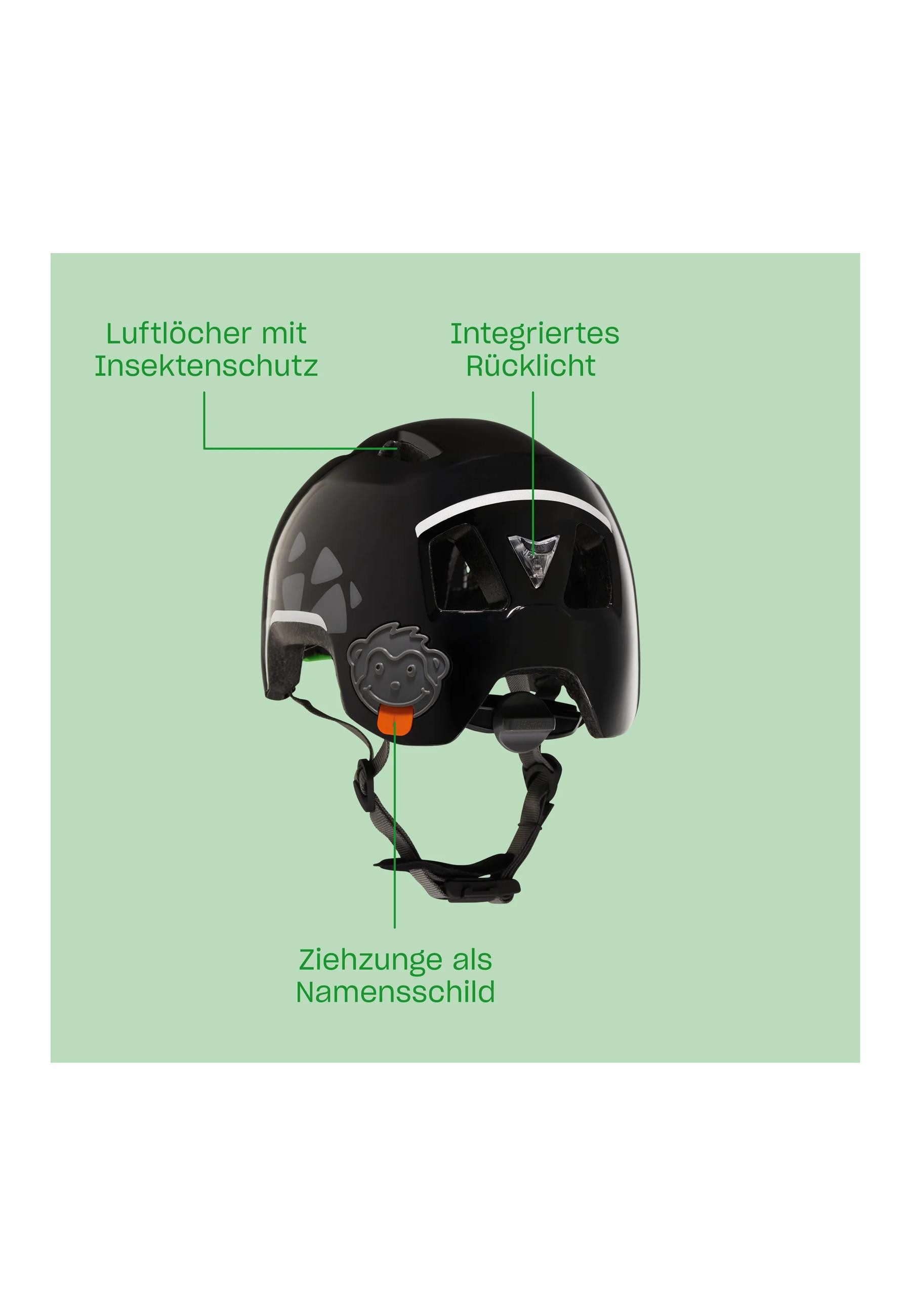 Affenzahn Kinderfahrradhelm Fahrradhelm ., mit integriertem Rücklicht