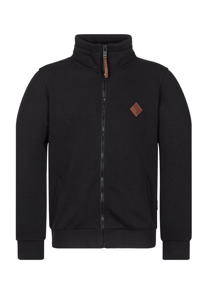 naketano Sweatjacke Herren hoher Stehkragen, Reißverschluss, Eingrifftaschen, meliert Rippbündchen, Kordelzug, Logo-Patch, Regular Fit, casual, Streetwear
