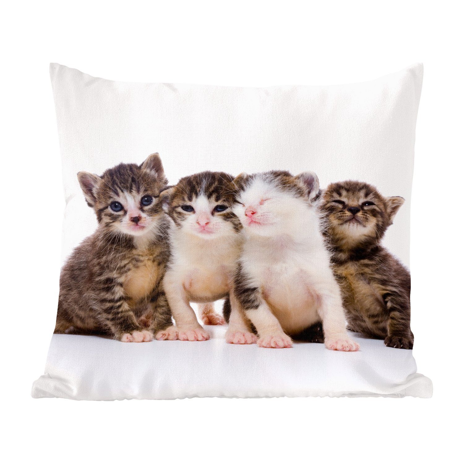 MuchoWow Dekokissen Katze - Haustiere - Fell - Porträt, Zierkissen mit Füllung für Wohzimmer, Schlafzimmer, Deko, Sofakissen