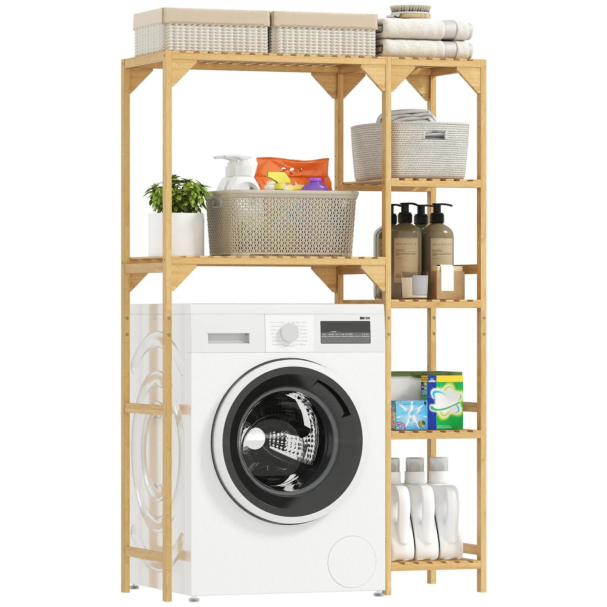 BlingBin Badregal Waschmaschinenregal Bambus Badezimmerregal mit 7 Ebenen, günstig online kaufen