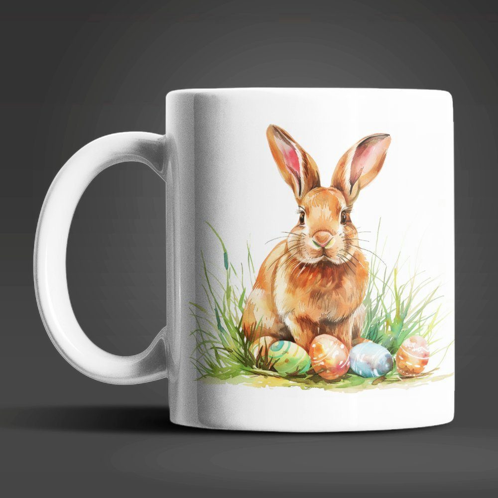 WS-Trend Tasse Osterhase Ostereier Ostern Kaffeetasse Teetasse, 4-tlg., Keramik, 325 ml