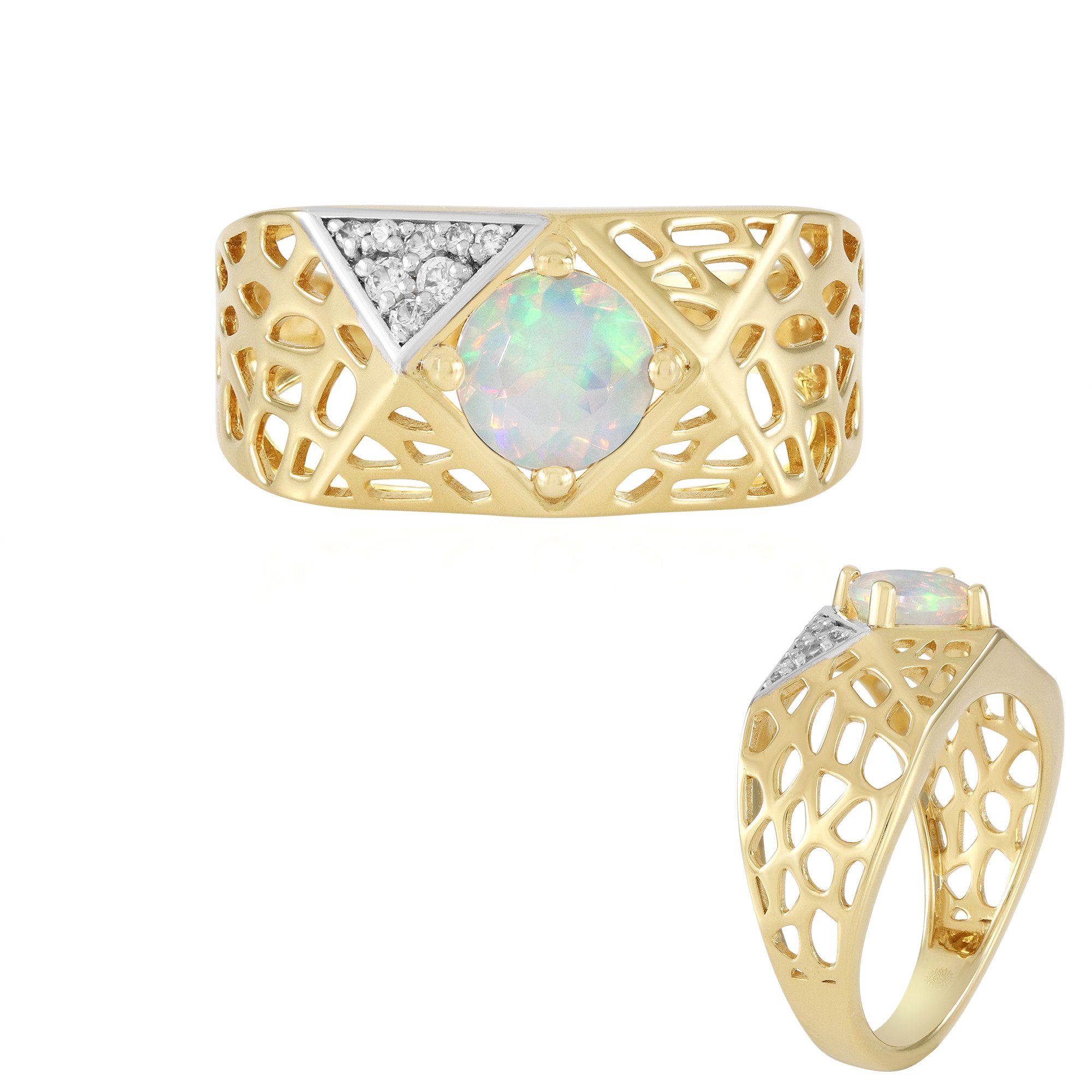 Cavill Silberring Cavill Ring aus vergoldetem Sterlingsilber 0,54 ct Welo Opal (1-tlg)