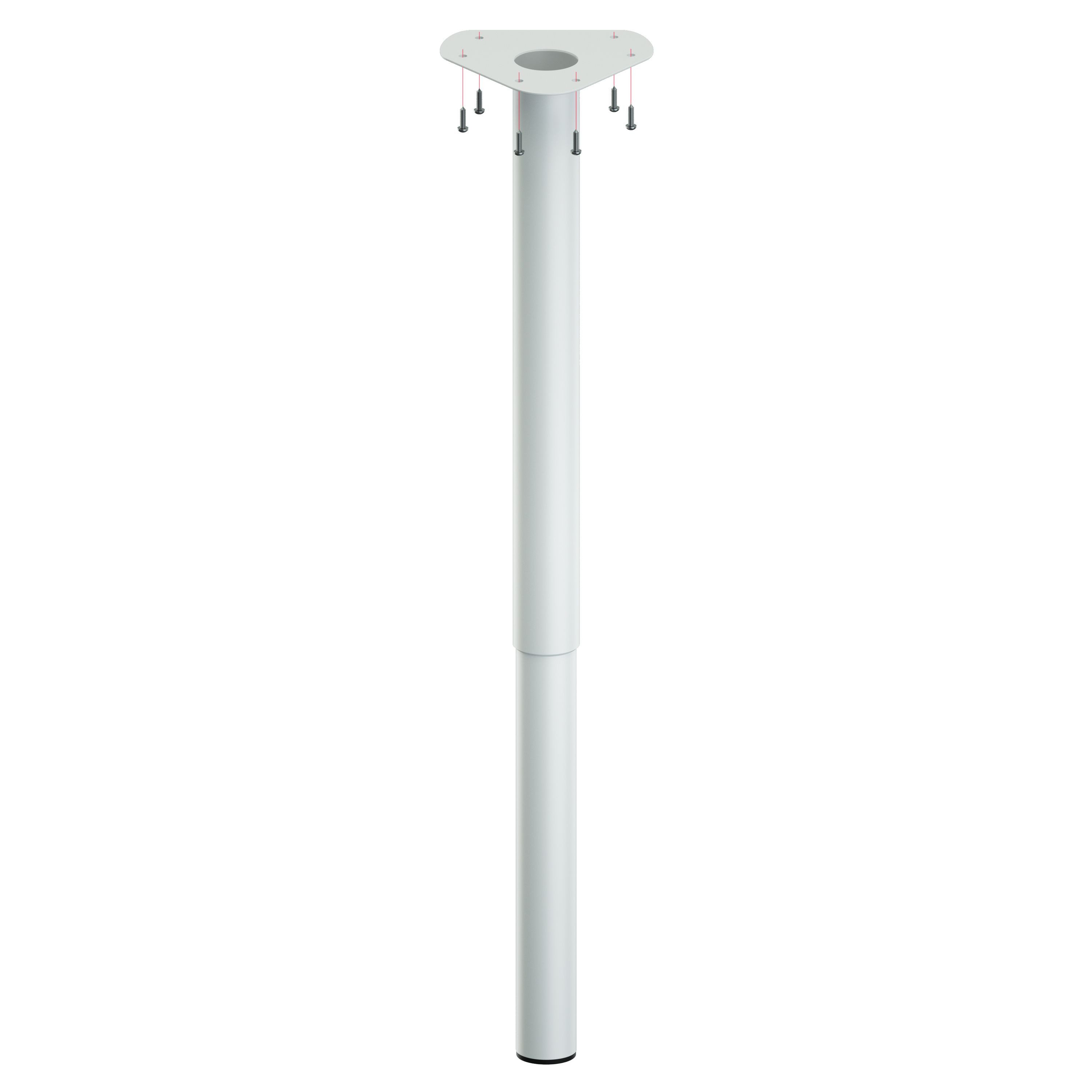 ib style Tischbein Teleskopfuß Ø 50 mm Farbe:Weiß;Länge:60 - 90 cm, Höhenverstellbar - inkl. Befestigungsschrauben