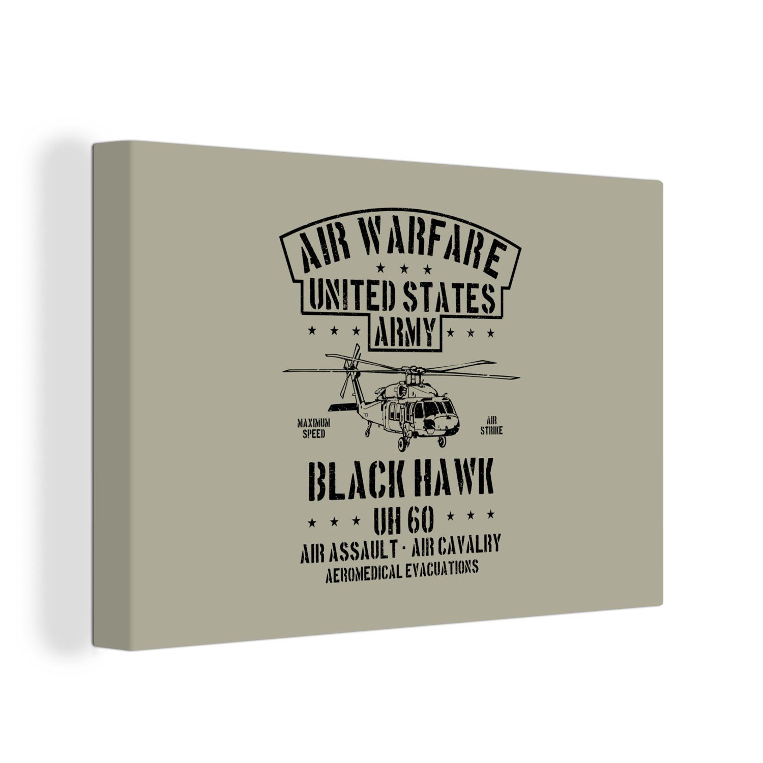 Mancave cm OneMillionCanvasses® Wandbild Wanddeko, - Aufhängefertig, Hubschrauber Vintage, St), Amerika Leinwandbild (1 - 30x20 - Leinwandbilder,