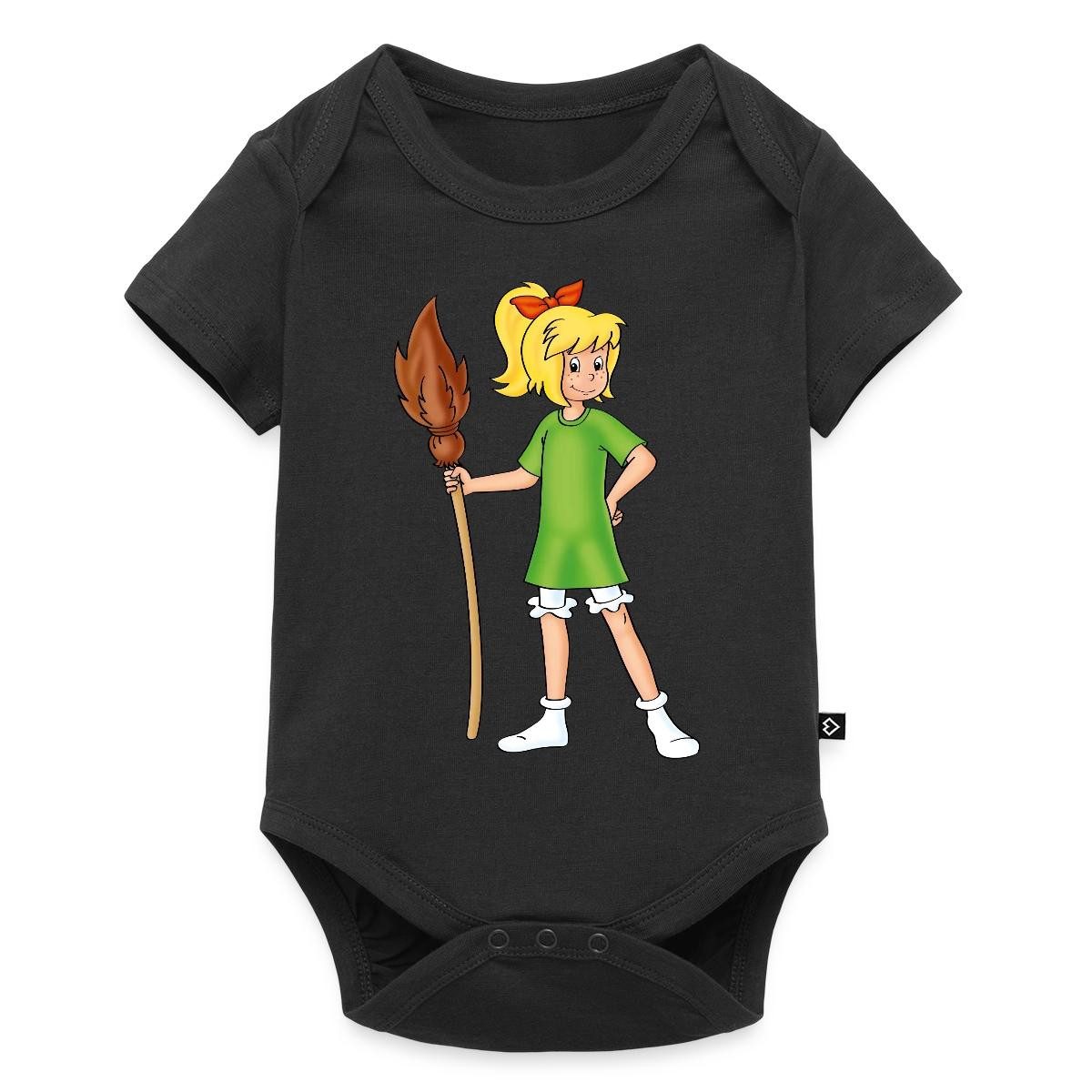 Spreadshirt Kurzarmbody Bibi Blocksberg Mit Ihrem Besen Kartoffelbrei Kurzarm Tages Baby Body (1-tlg)