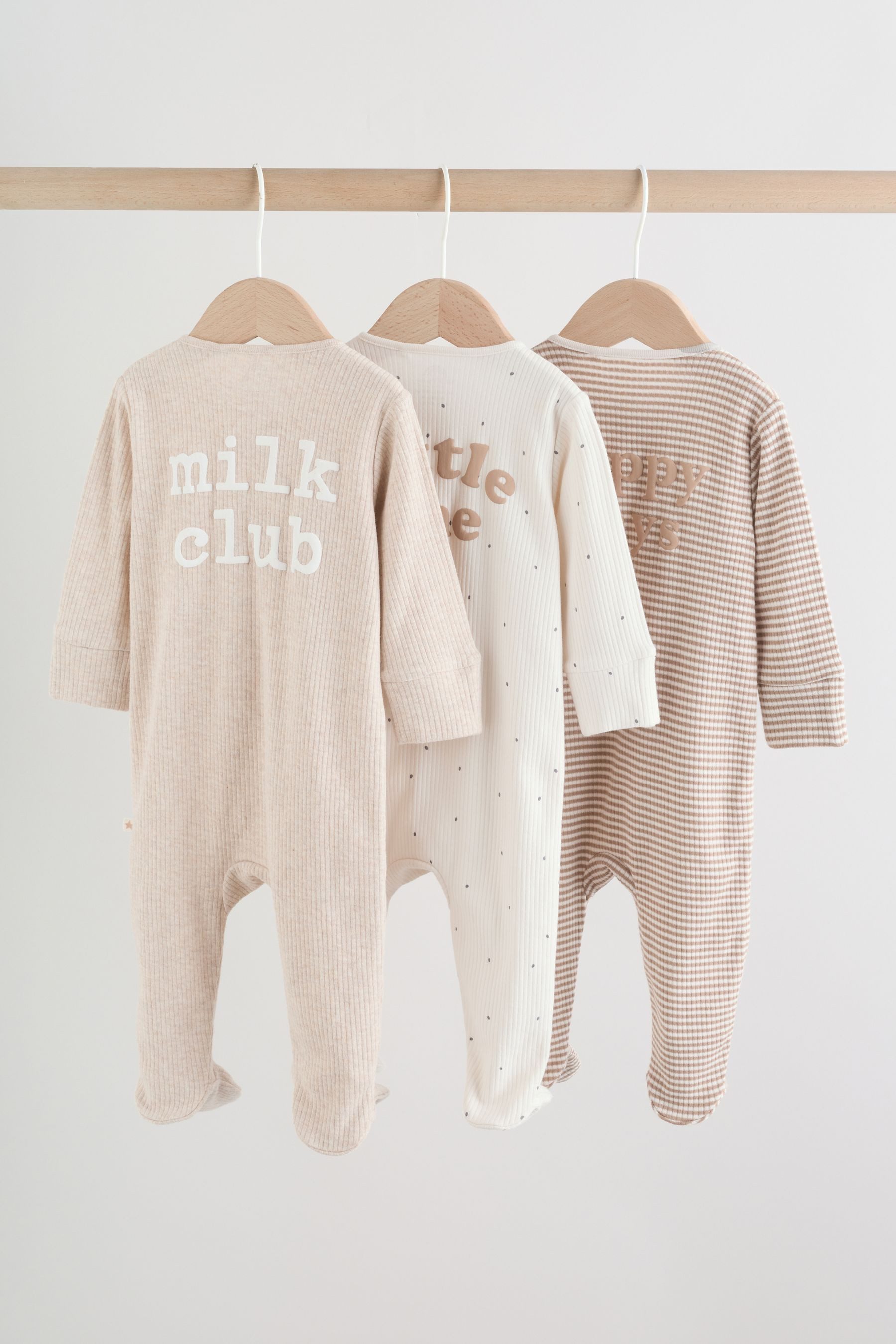 Next Schlafoverall Babyschlafanzüge mit Zweiwege-RV, 3er-Pack (3-tlg)