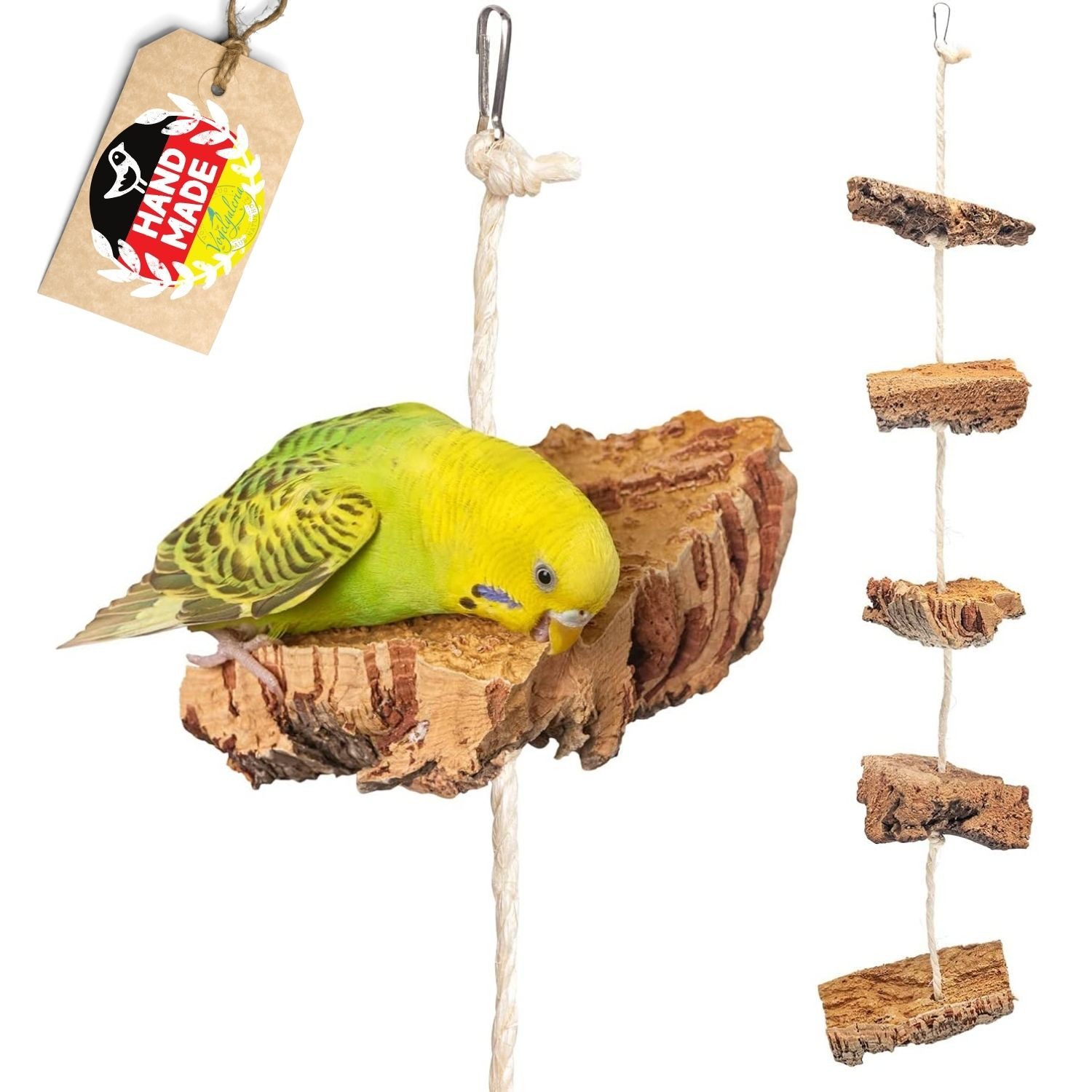 halmland Vogelspielplatz Kork-Knabberseil Kletterseil Vogelspielzeug für Wellensittiche