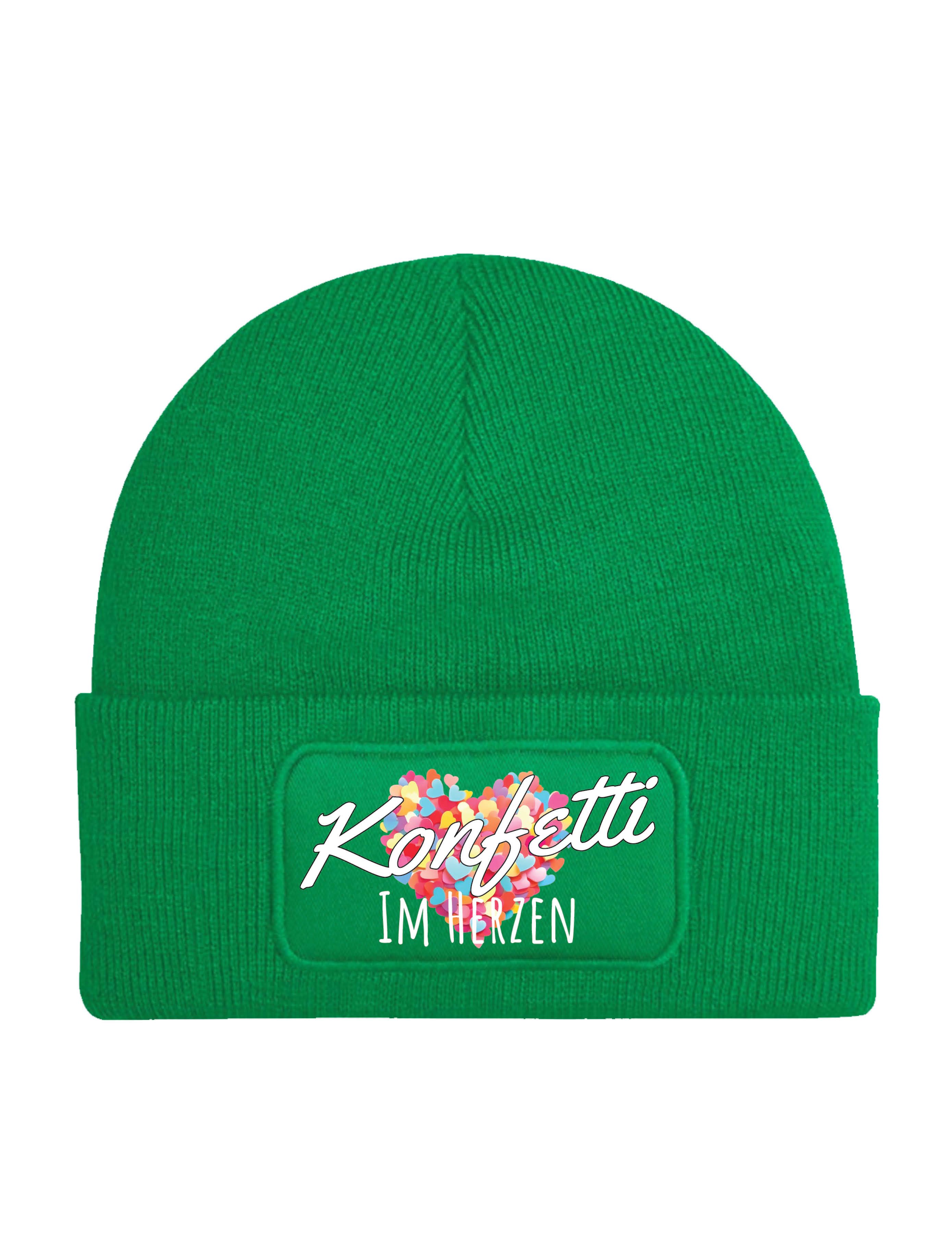 Youth Designz Beanie Unisex Strick Beanie Mütze "Konfetti im Herzen" Aufdruck Geschenk mit lustigem Spruch Print für Frauen und Männer