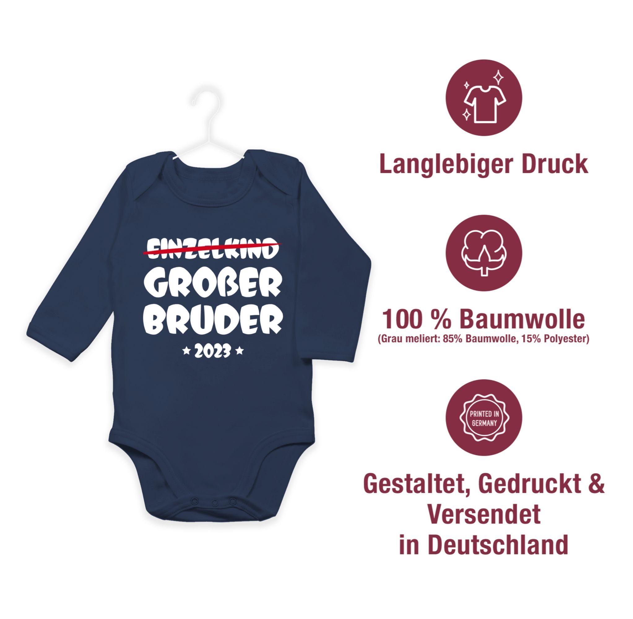 Shirtracer Shirtbody Einzelkind Großer Bruder Blau 2023 Großer Bruder Navy 1