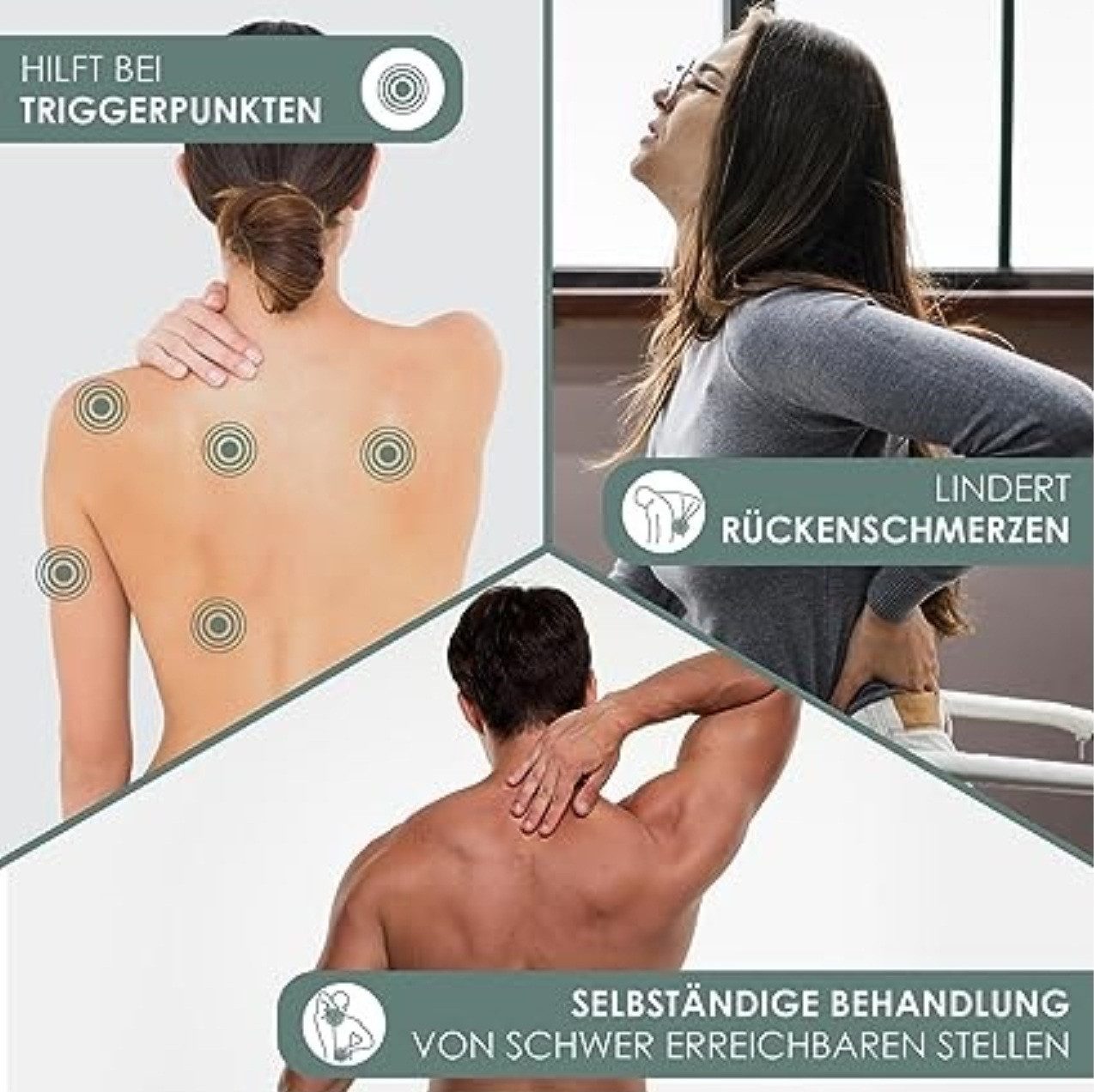 CHIROGUN Saugglocke mit Massagerollen Chirogun DuoTrigger, Triggerpunkt Duo, Anwendungsbeispiele