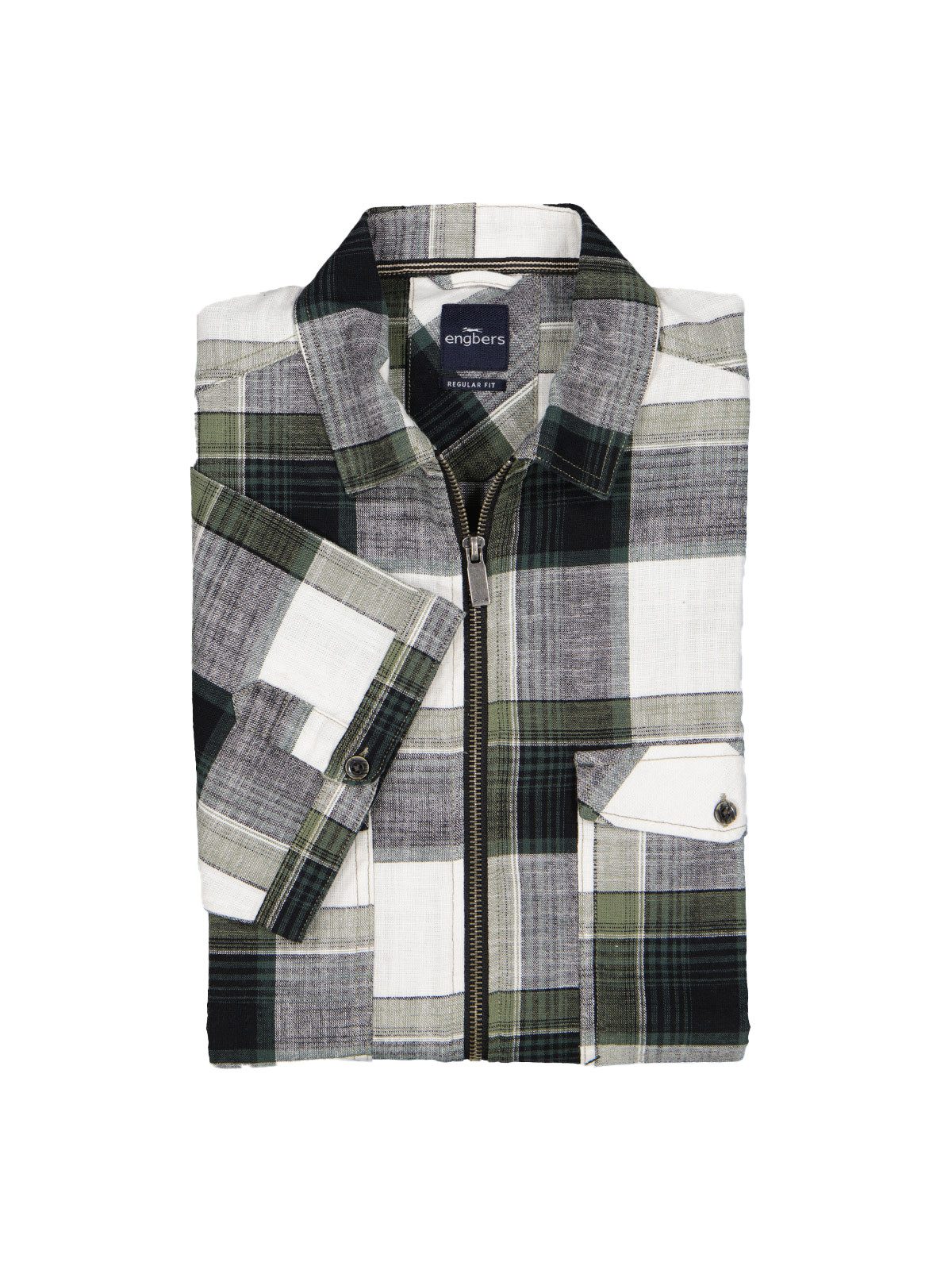 Engbers Kurzarmhemd engbers Herren Kurzarm-Hemd kariert, Khaki günstig online kaufen