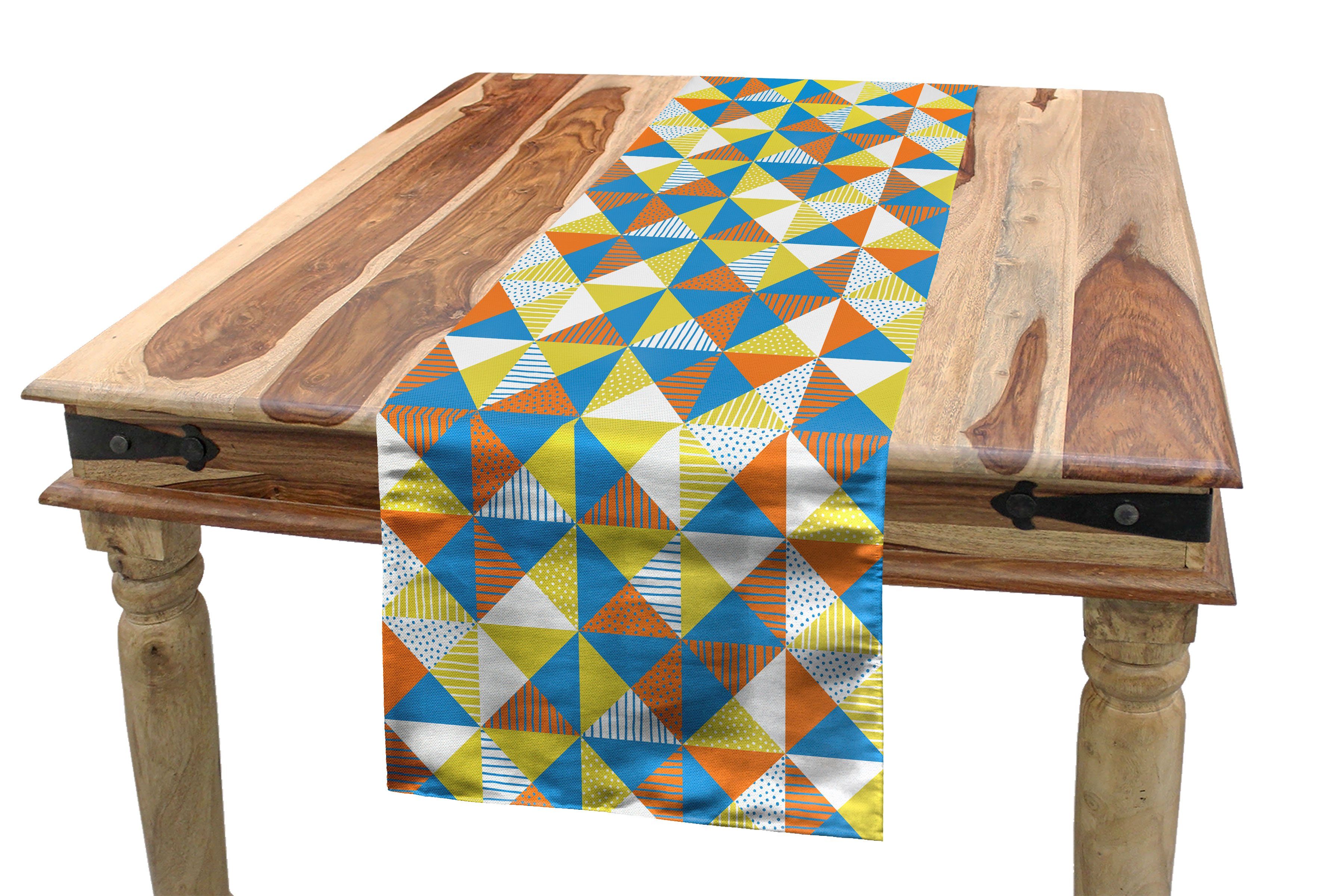 Abakuhaus Tischläufer Esszimmer Küche Rechteckiger Dekorativer Tischläufer, Geometrisch Streifen und Punkt-Muster