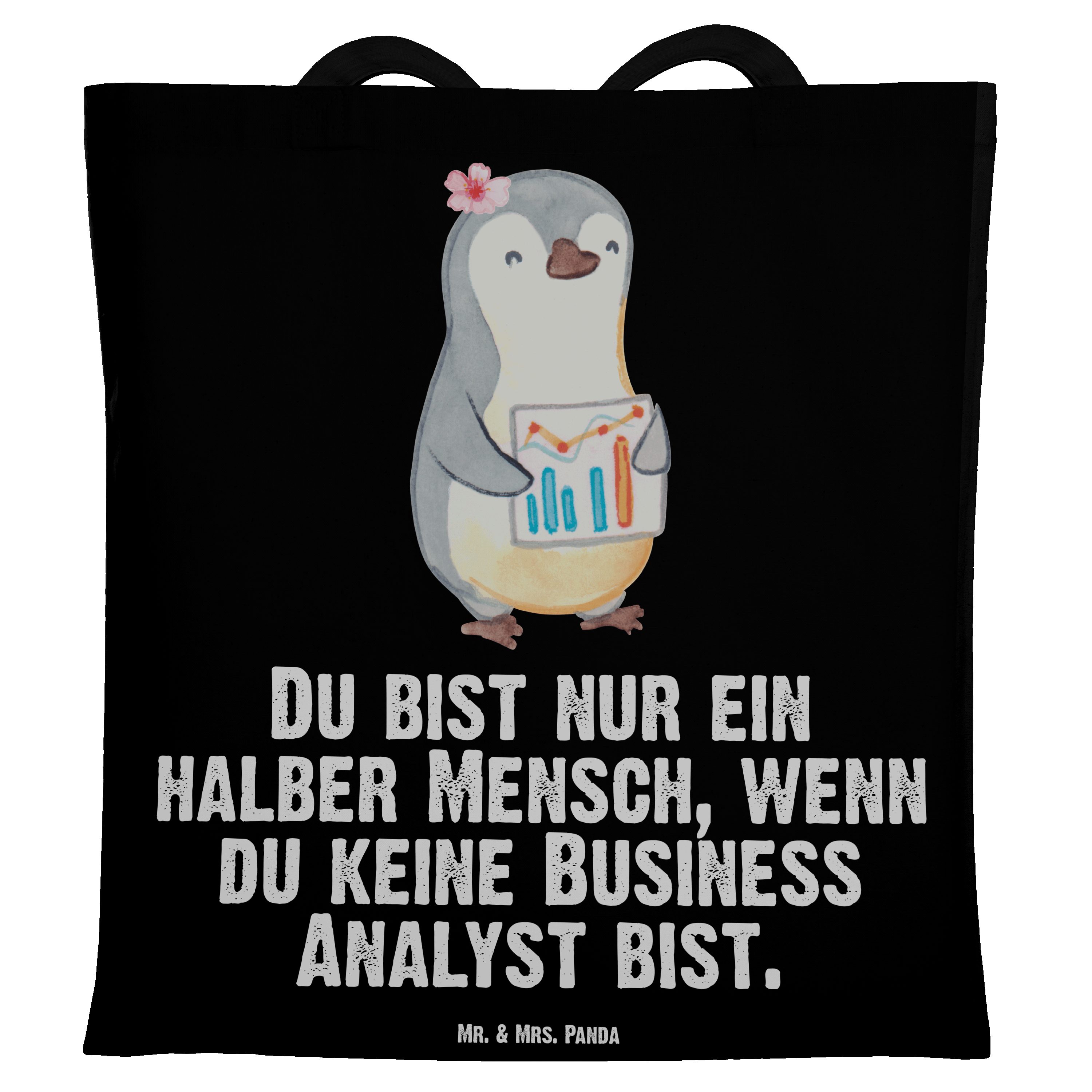 Jutebeutel, Business - Herz Tragetasche Panda Mr. & mit - Mrs. (1-tlg) Schwarz Analyst Be Beruf, Geschenk,