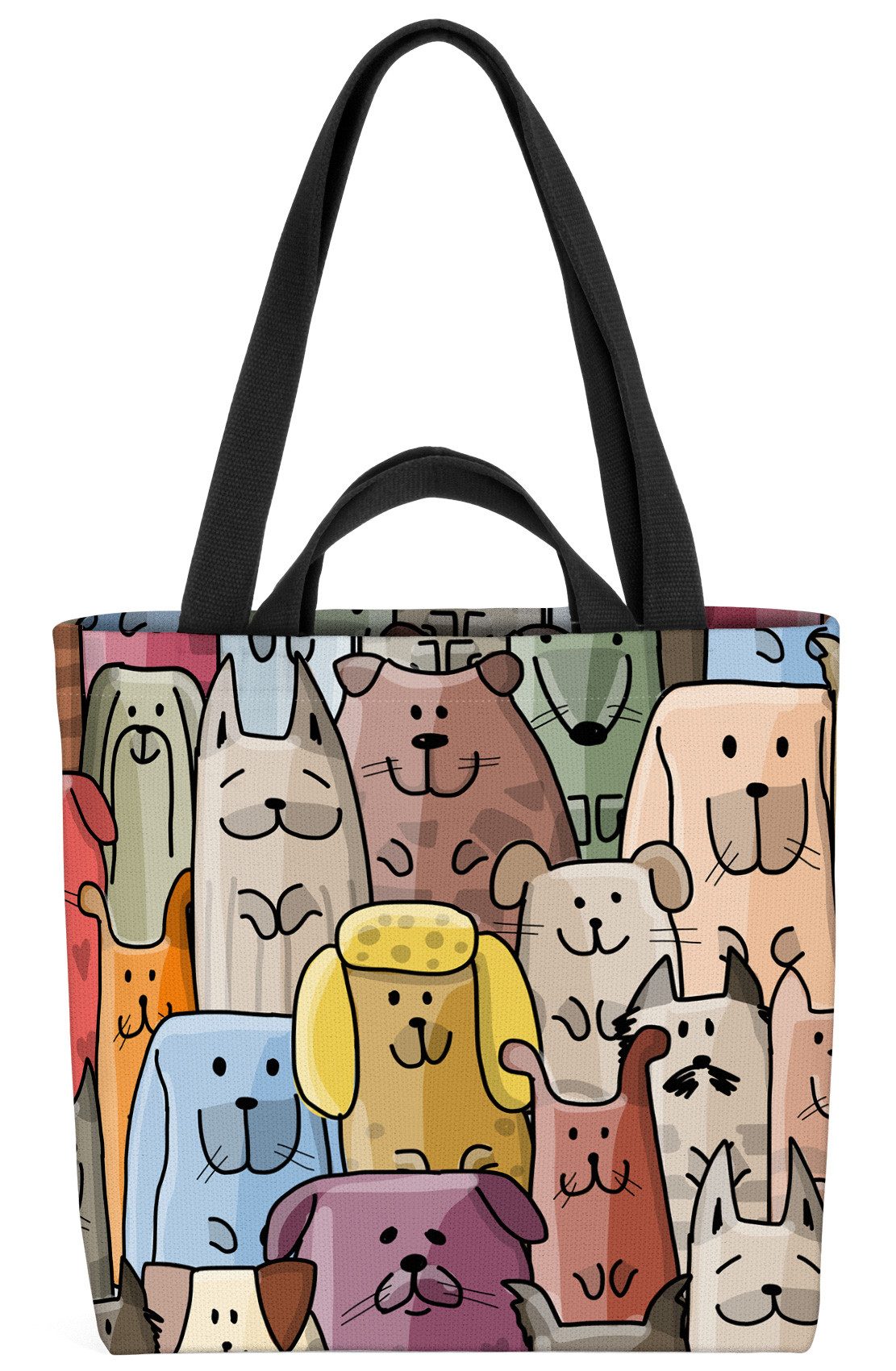 VOID Henkeltasche (1-tlg), Cartoon Hunde Hund Haus-Tier Muster Fell Hunde-Rasse Schäferhund Dogg
