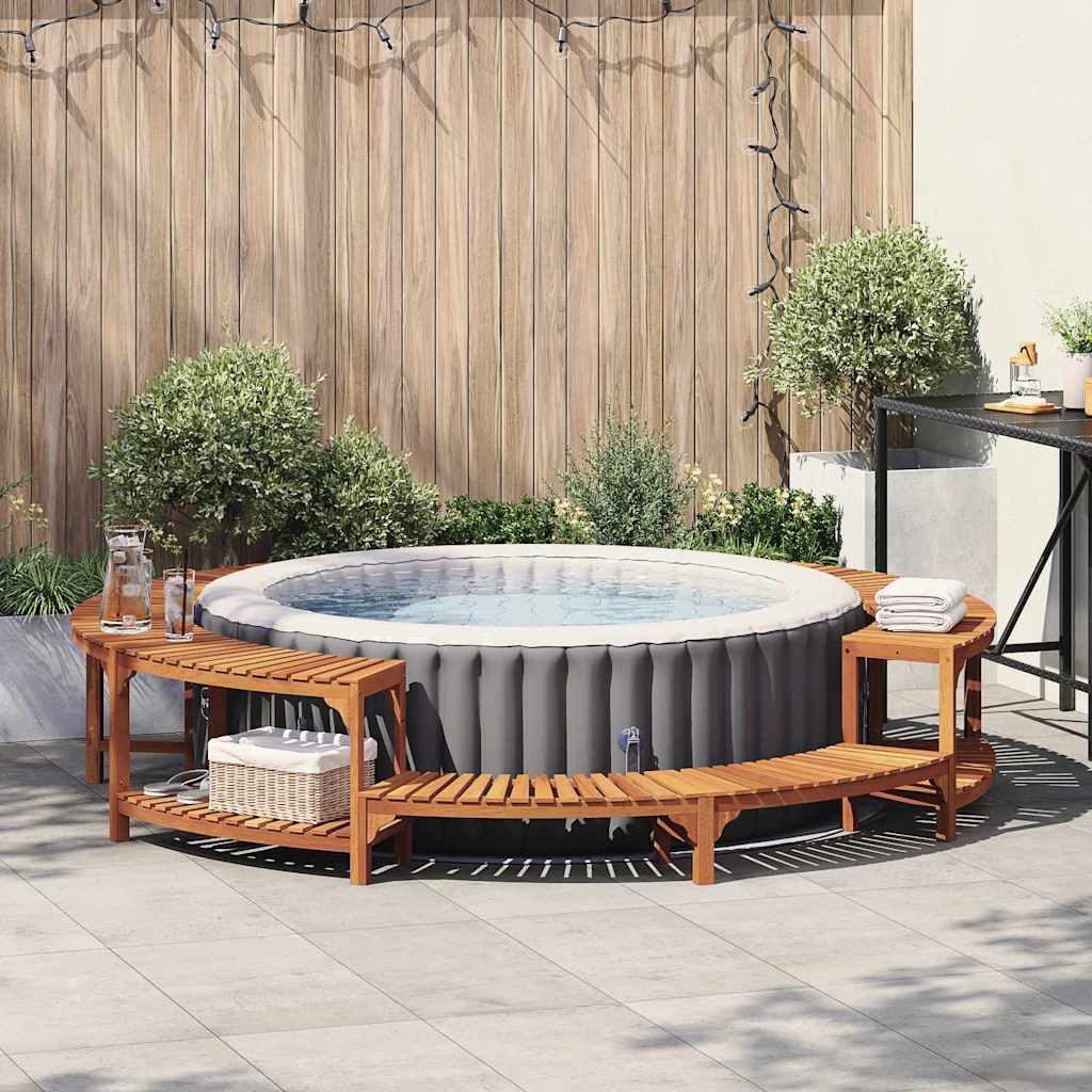 vidaXL Poolleiter, Whirlpool-Umrandung Braun Ø275 x 55,5 cm Massivholz Akazie