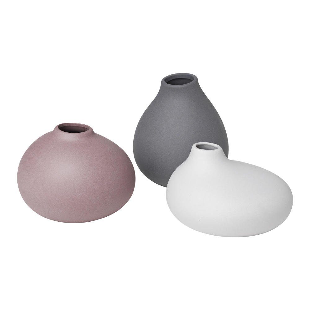 Dekovase NONA Set 3 Vasen Dekovase Blumenvase Porzellan pewter micro chip bark