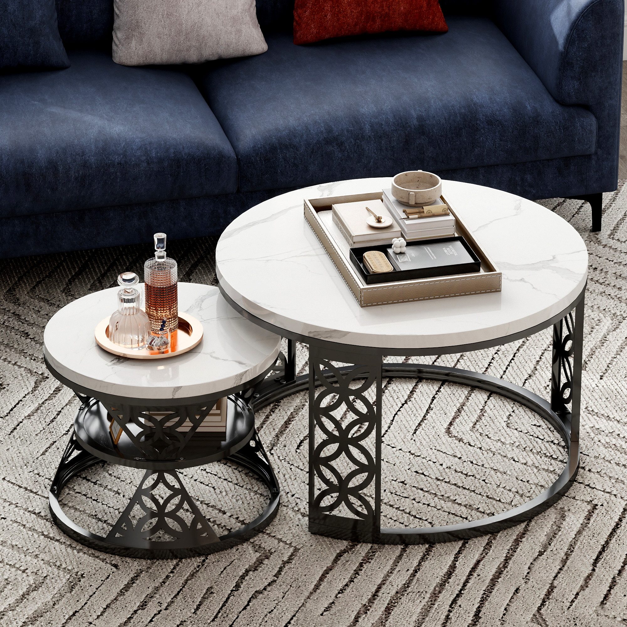 HAUSS SPOLE Couchtisch rund 2er-Satztisch Beistelltisch Sofatisch mit hitze günstig online kaufen