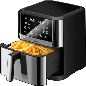 Lehmann Heißluftfritteuse Friteuse mit bis zu 10 Programmen mit Digitalem LED-Touchscreen, 1800,00 W, mit 10 Programmen Fritteuse ohne Öl Touchscreen, Dehydrationsfunktion