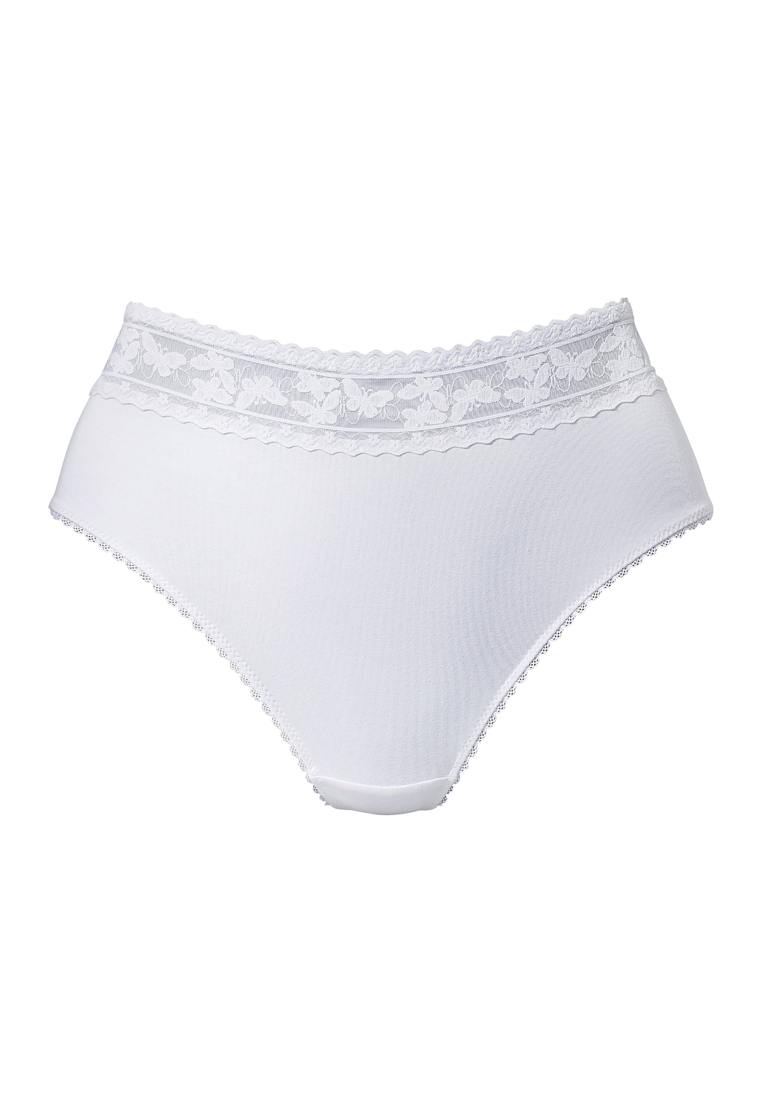 mit Nuance Spitze weiß Bund High-Waist-String feiner aus