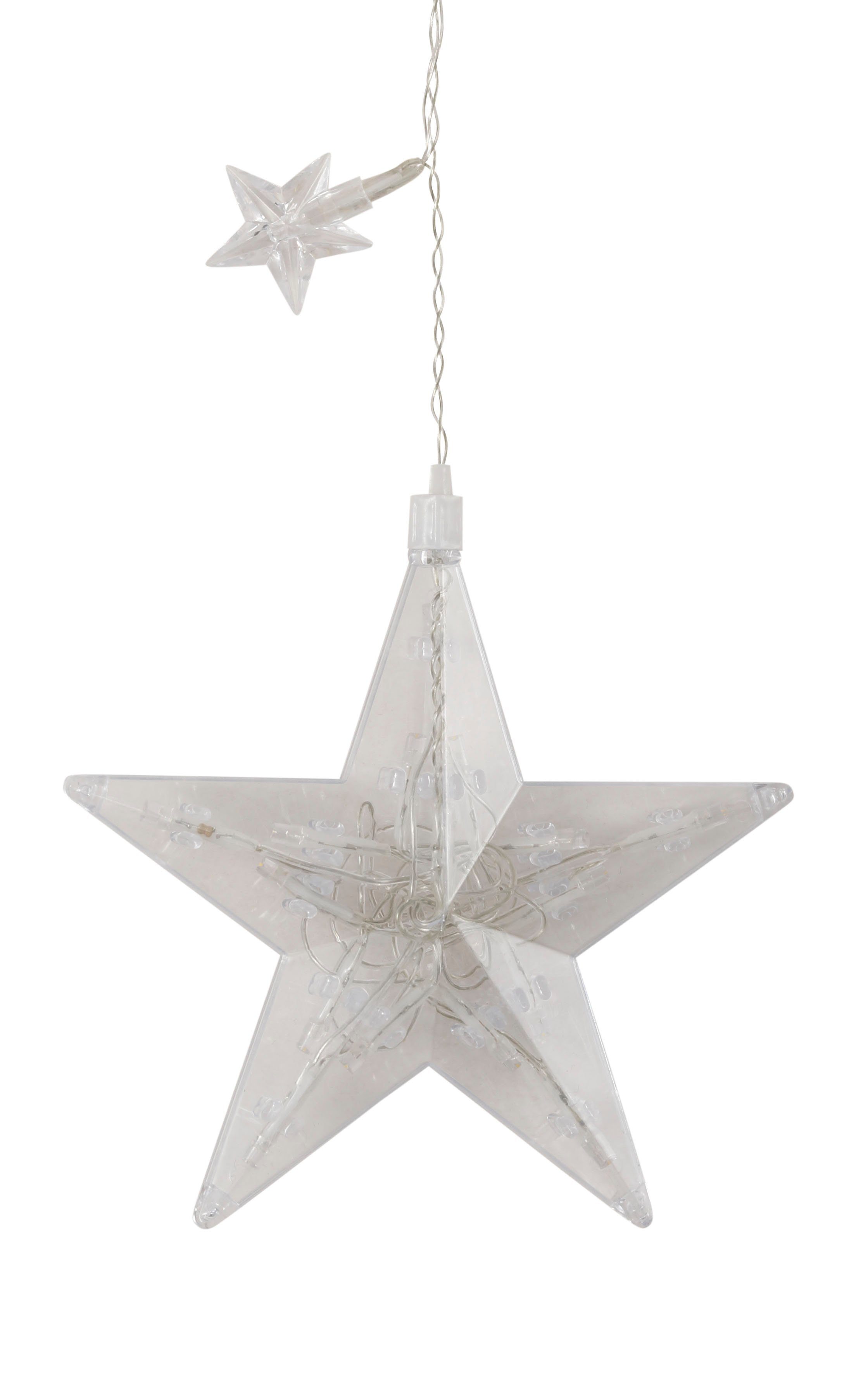 Weihnachtsdeko Strängen Sterne, mit aussen, BONETTI 7 LED-Lichtervorhang