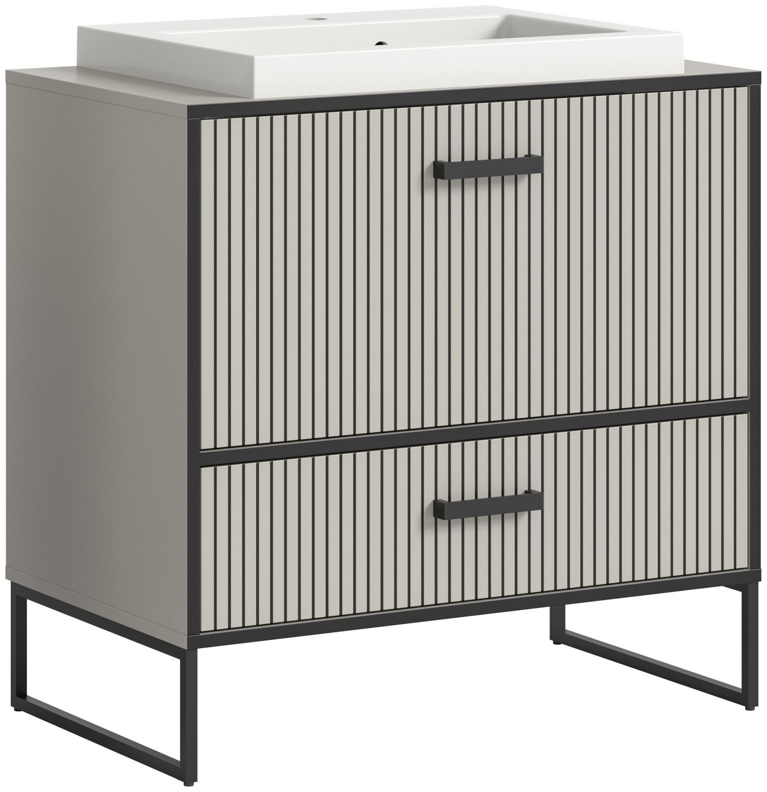 xonox.home Waschtisch-Set, (2tlg. Set bestehend aus Waschtisch inkl. Waschbecken), Kaschmir Nachbildung Melamin Modern 80x84x48 cm