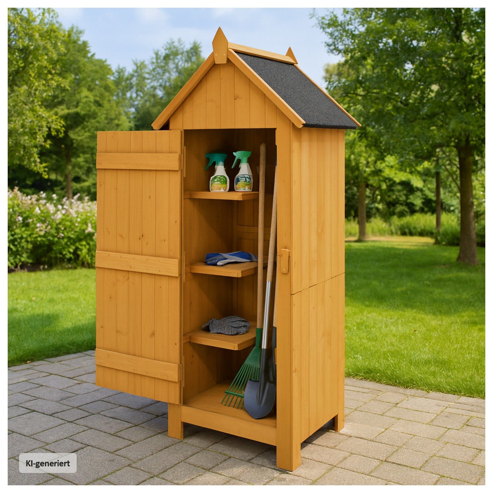 HTI-Living Garten-Geräteschrank Gartengeräteschrank aus Holz Natur, (1 Stück, 1 St., 1 Gerätschrank)