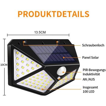 LANOR LED Solarleuchte Solar Außenleuchte, LED 270° Wandleuchte, IP65 wasserdicht, 2pcs/4pcs, 100 LED 1800 mAh Patio Sensorleuchte für Terrasse/Garten